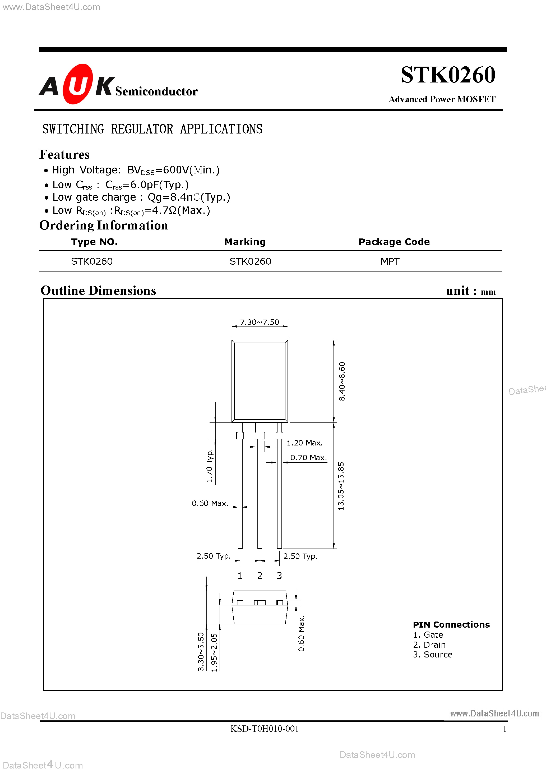 Datasheet STK0260 - Advanced Power MOSFET page 1