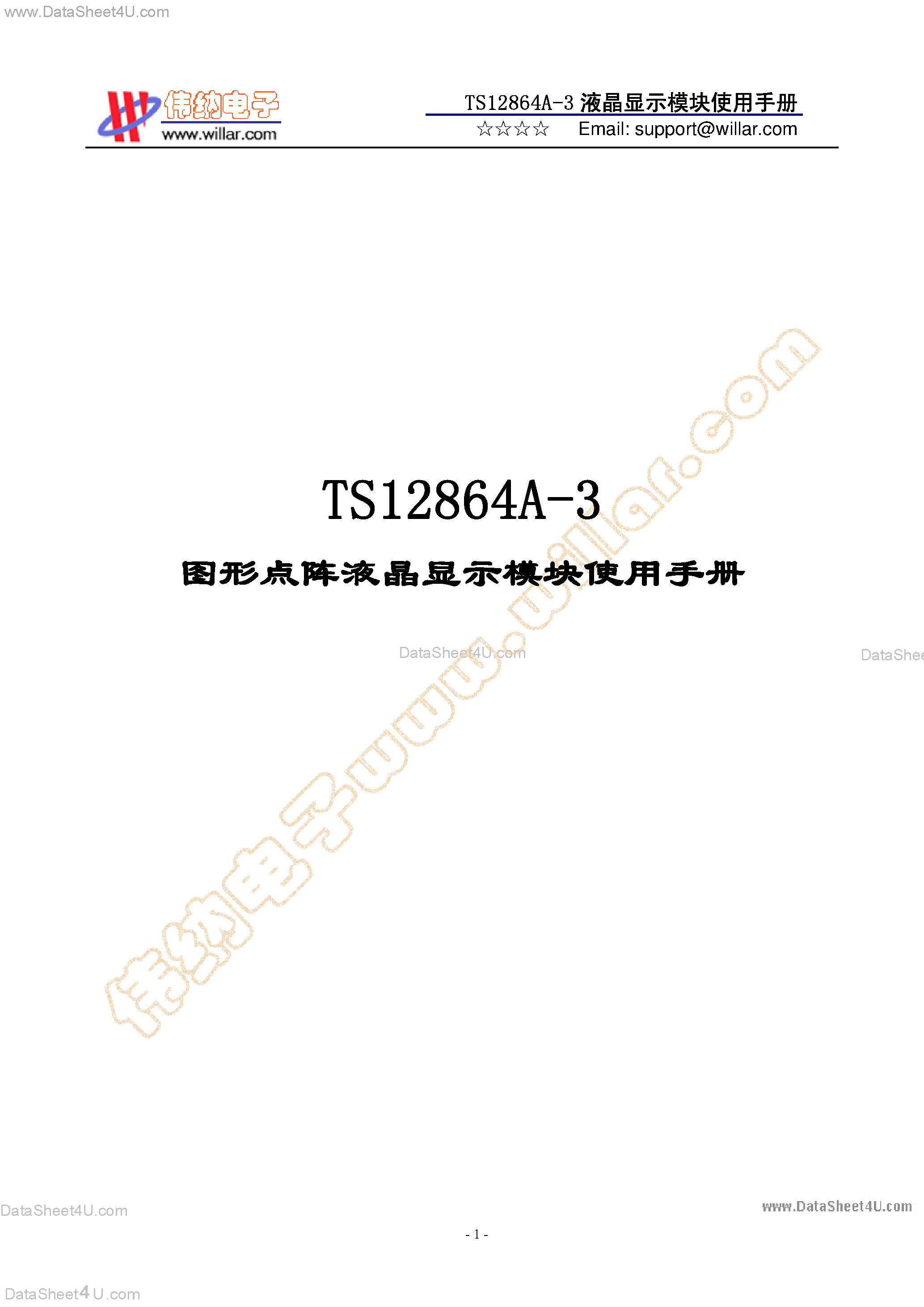 Даташит TS12864A-3 - LCD страница 1