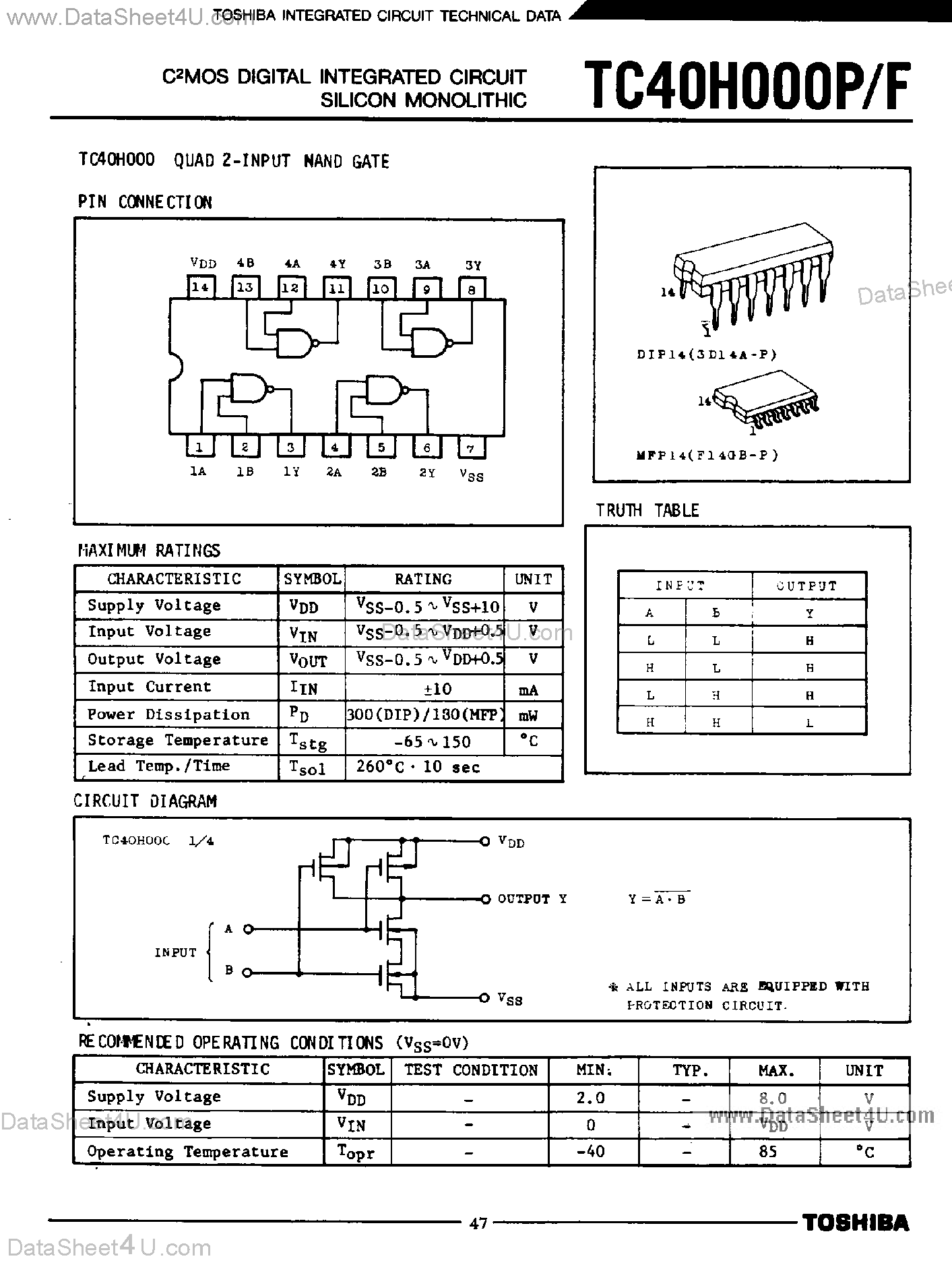 Даташит TC40H000F - CMOS Digital Integrated Circuit SIlicon Monolithic страница 1