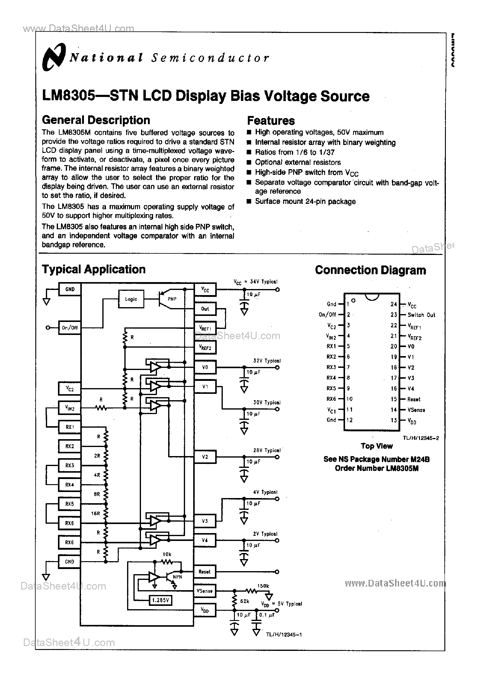 Даташит LM8305 - STN LCD Display Bias Voltage Source страница 1