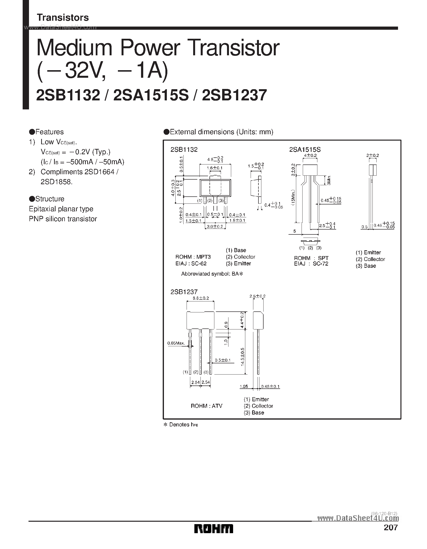 Даташит на микросхему B1237 страница 1 Даташит B1237 - Search -----> 2SB1237 страница 1
