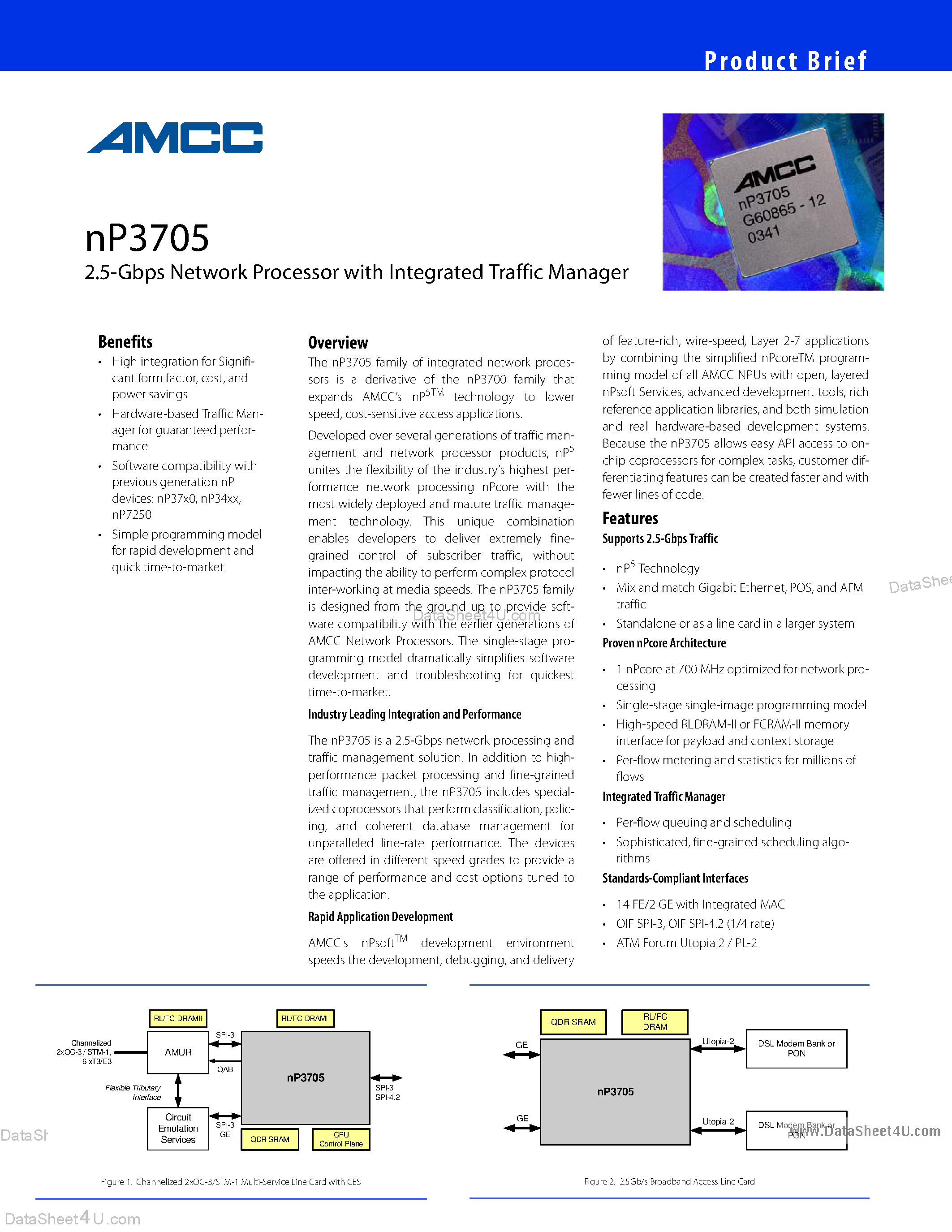 Даташит NP3705 - 2.5-Gbps Network Processor страница 1