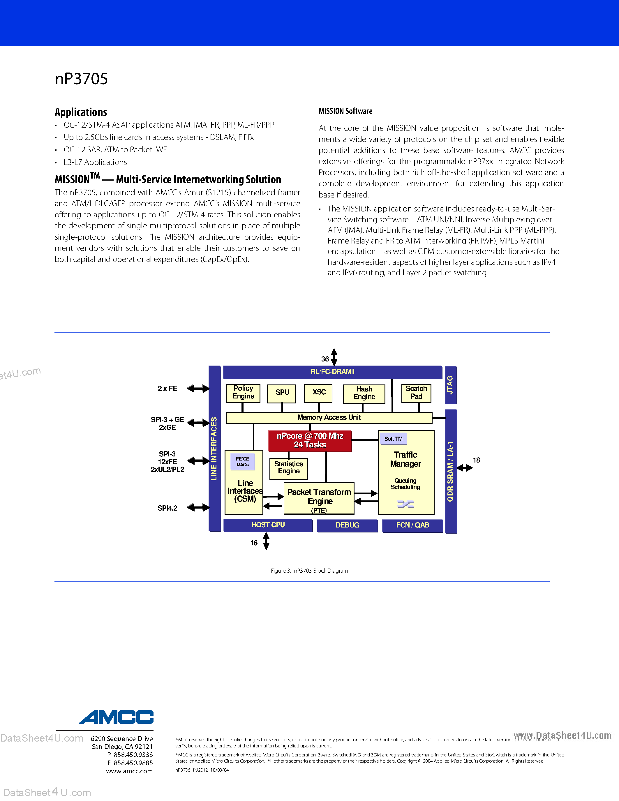 Даташит NP3705 - 2.5-Gbps Network Processor страница 2