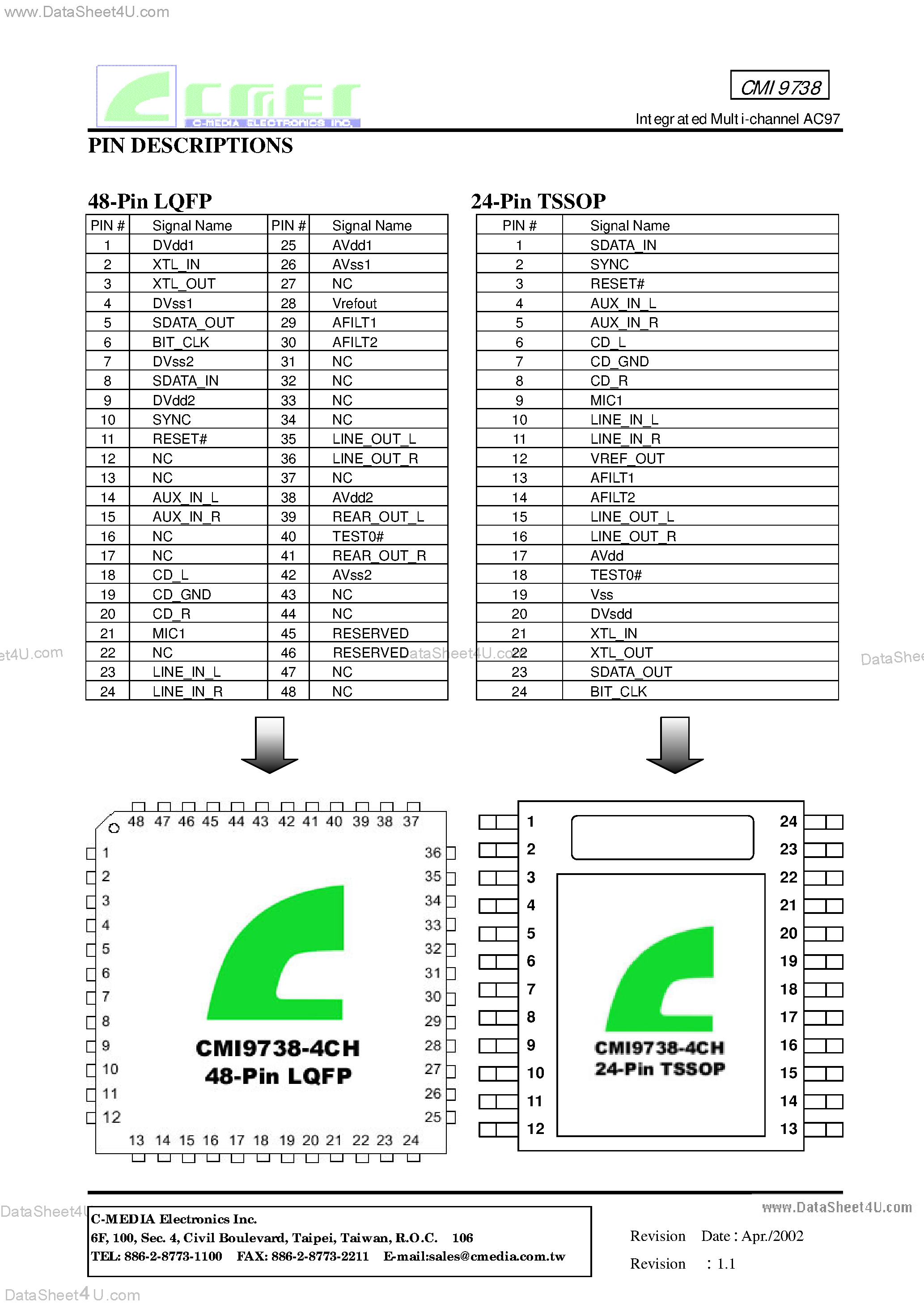 Даташит на микросхему CMI9738 страница 2 Даташит CMI9738 - 4-Channel Audio Codec страница 2