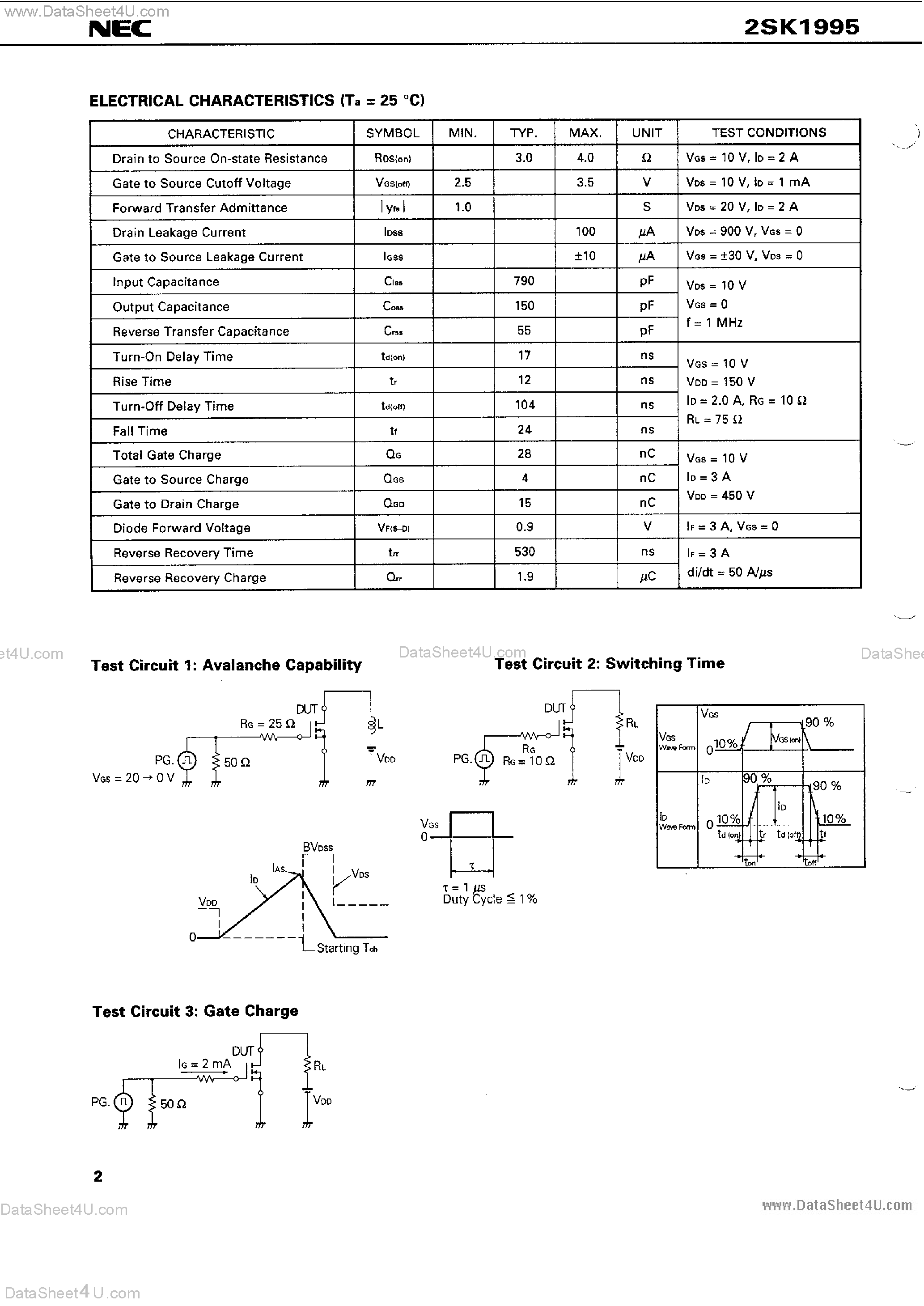 Datasheet 2SK1995 - MOS Field Effect Power Transistor page 2