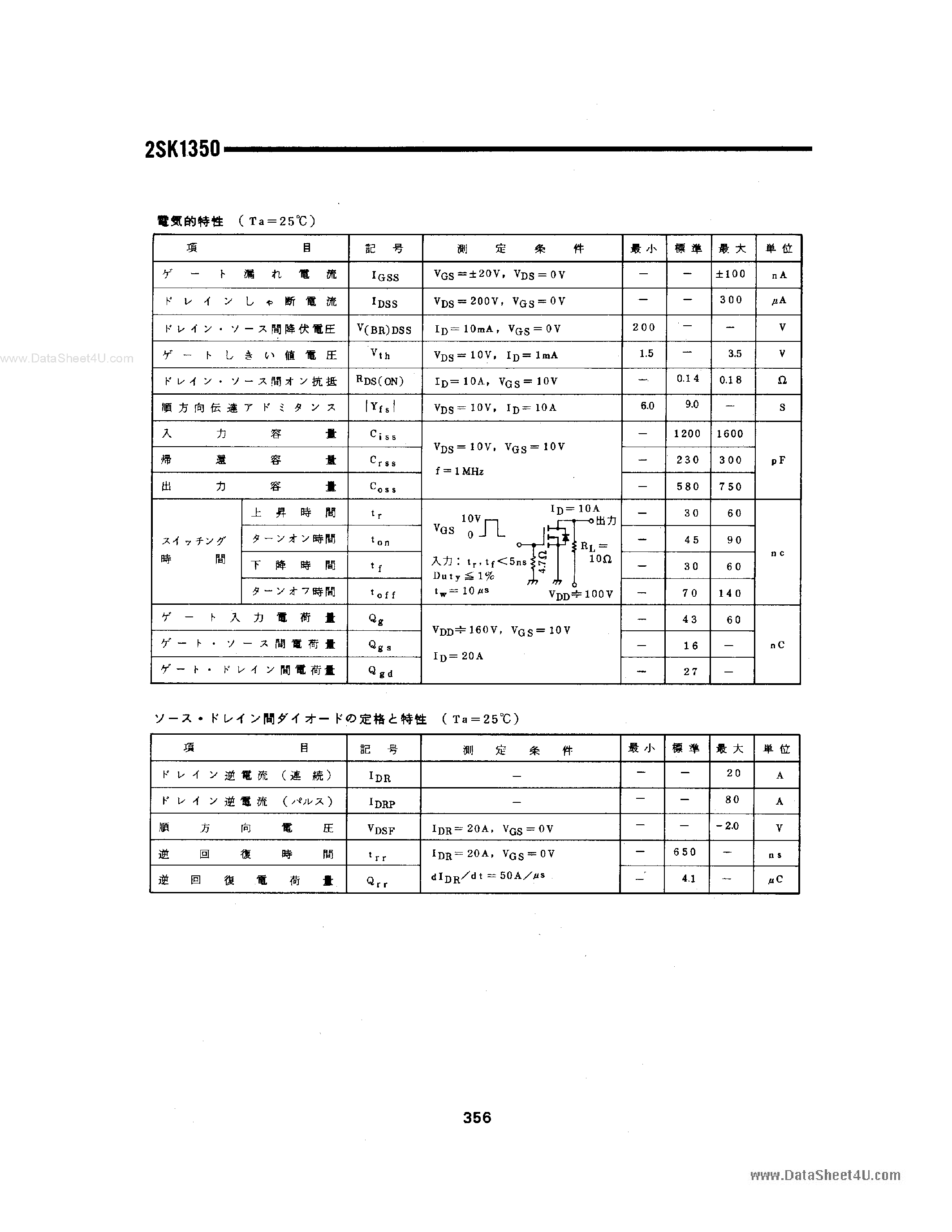 Datasheet K1350 - Search -----> 2SK1350 page 2