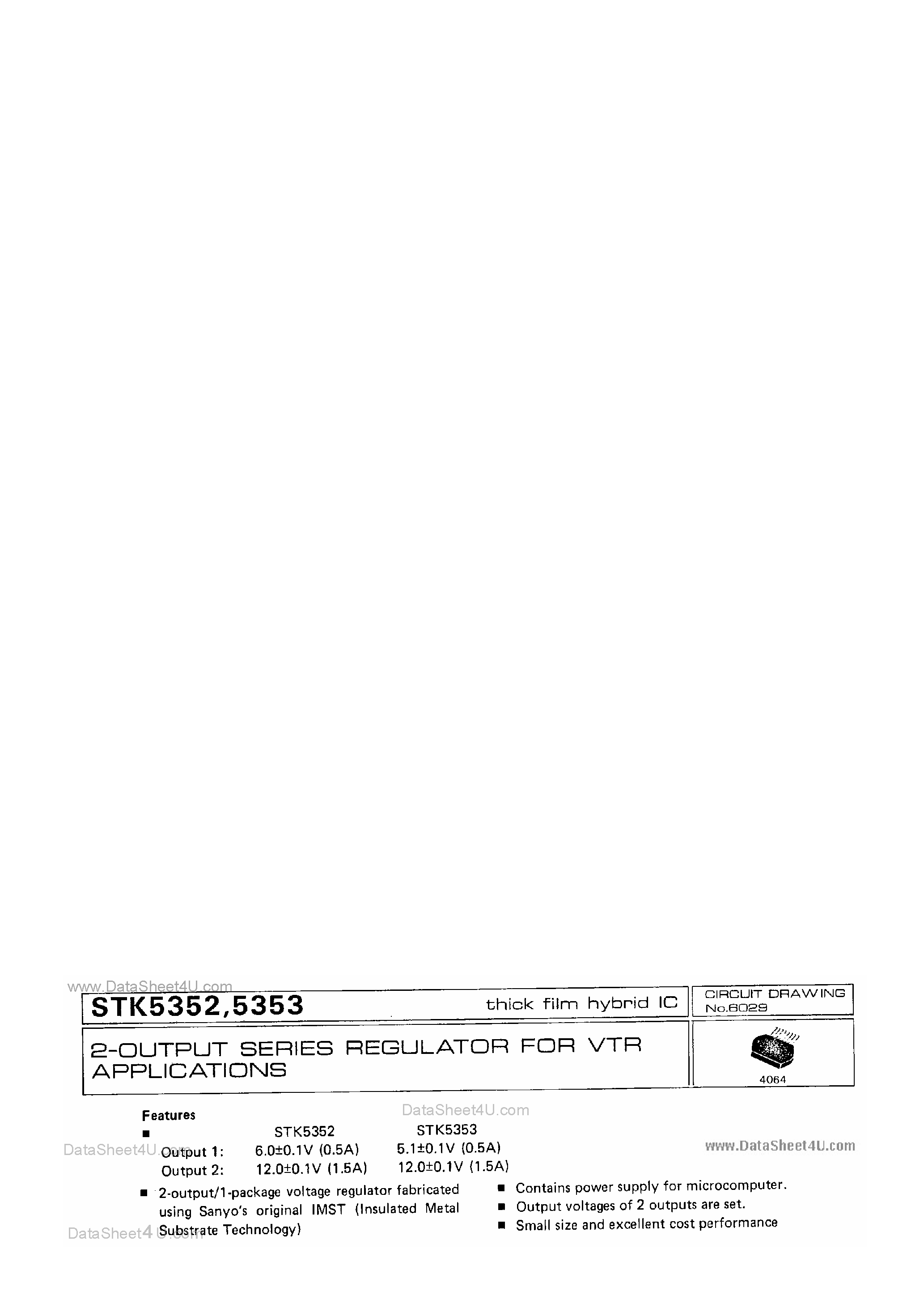 Даташит STK4852 - (STK4852 / STK4853) 2-CHANNEL 10 TO 50W MIN AF POWER AMP.(DUAL-SUPPLY) страница 1