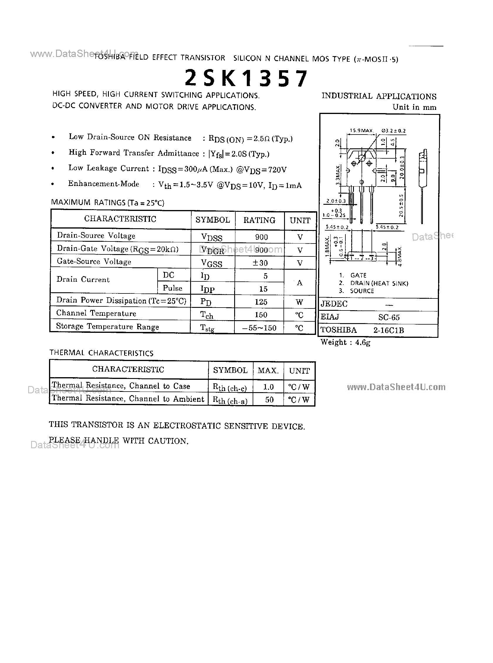 Datasheet 2SK1357 - Field Effect Transistor Silicon N-Channel MOS page 1