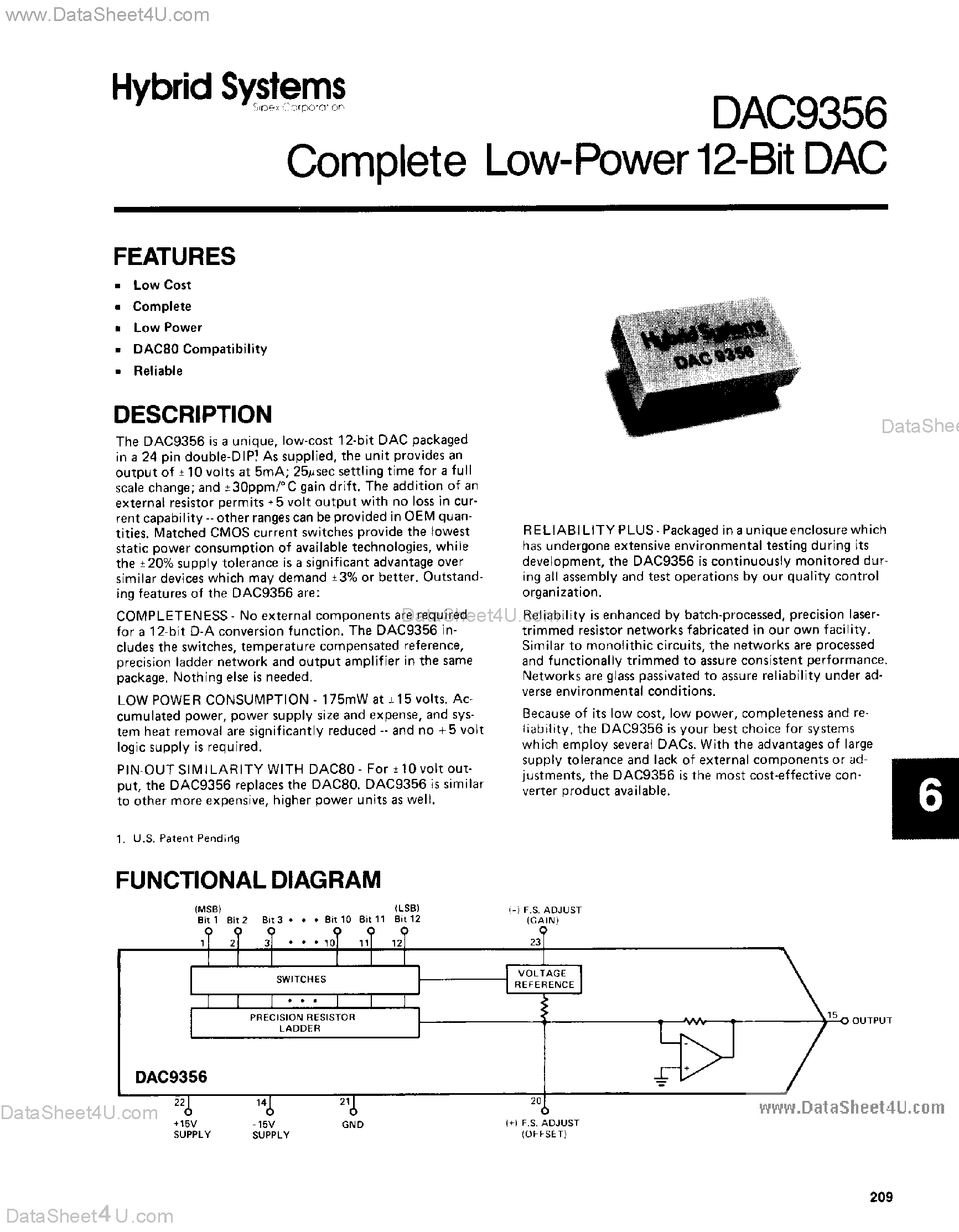 Datasheet DAC9356 - Complete Low Power 12-Bit DAC page 1