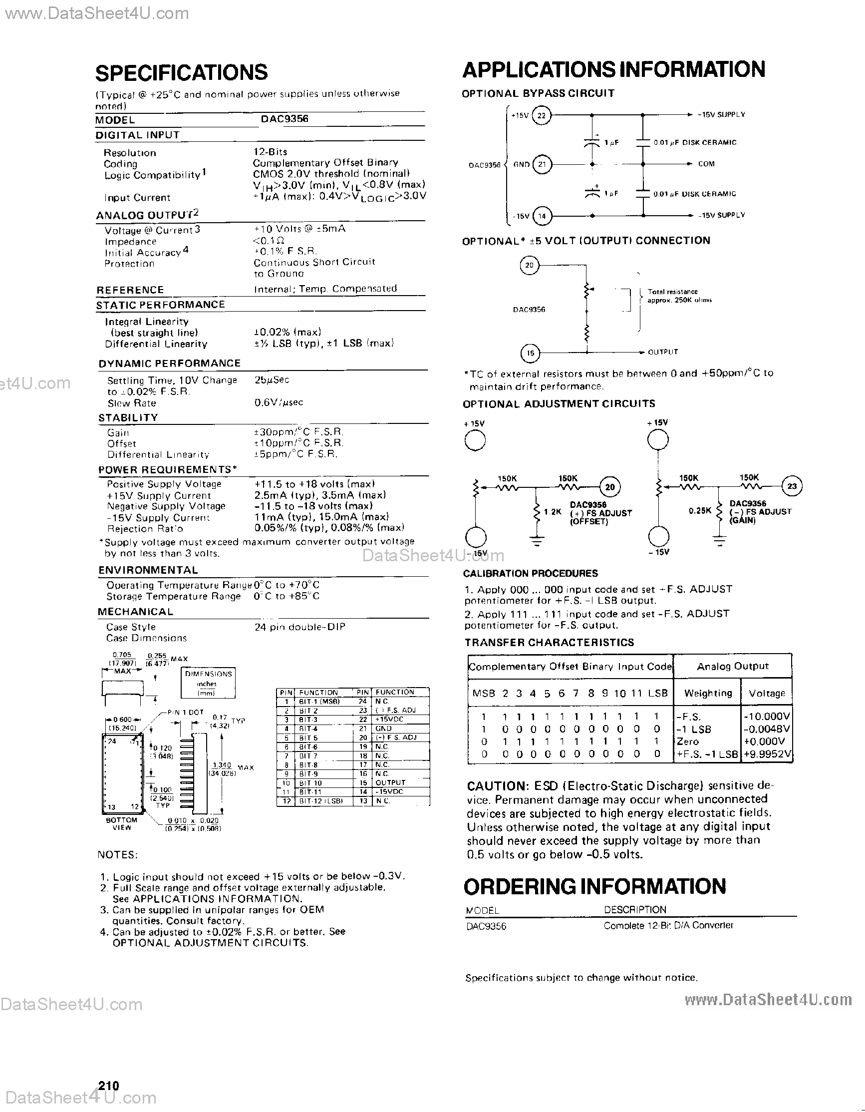 Datasheet DAC9356 - Complete Low Power 12-Bit DAC page 2