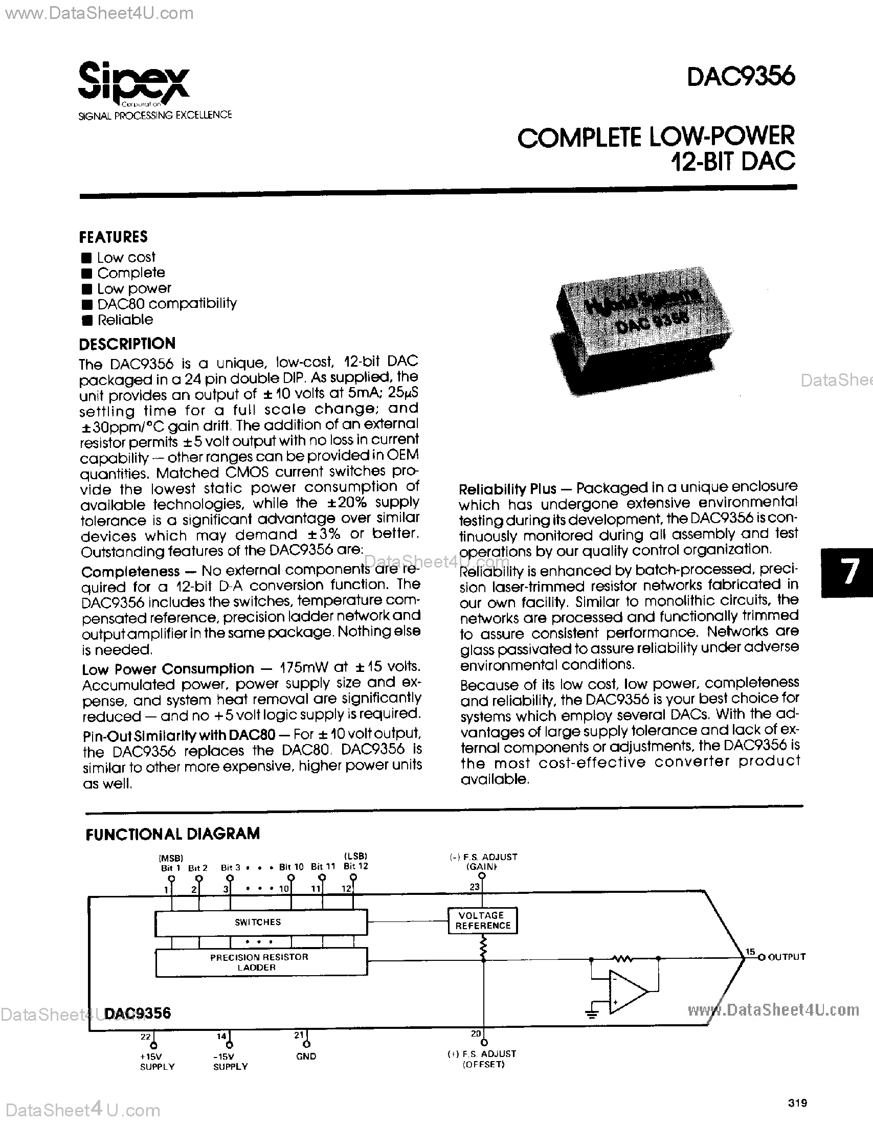 Datasheet DAC9356 - Complete Low Power 12-Bit DAC page 1