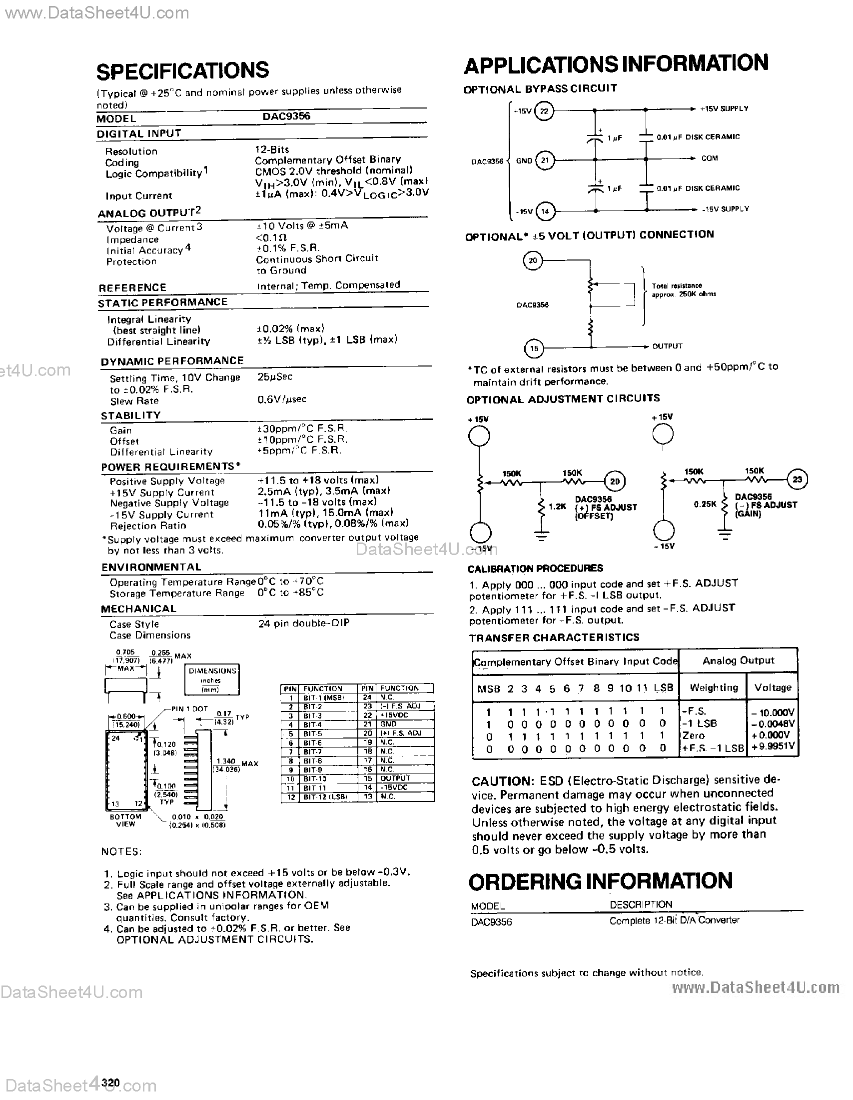 Datasheet DAC9356 - Complete Low Power 12-Bit DAC page 2