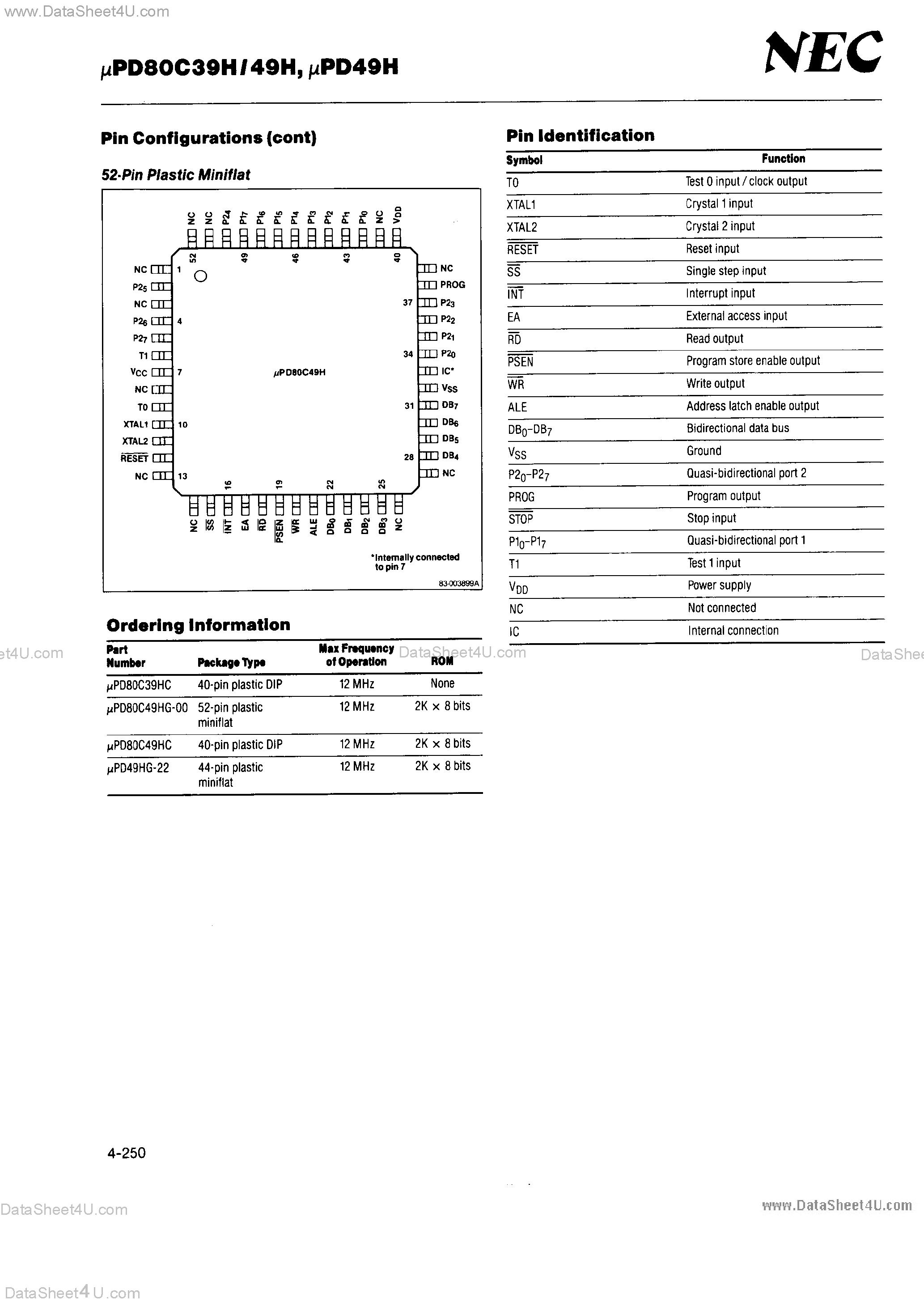 Даташит UPD80C39H - (UPD80C39H / UPD80C49H) High Speed 8-Bit Single Chip CMOS Microcomputers страница 2