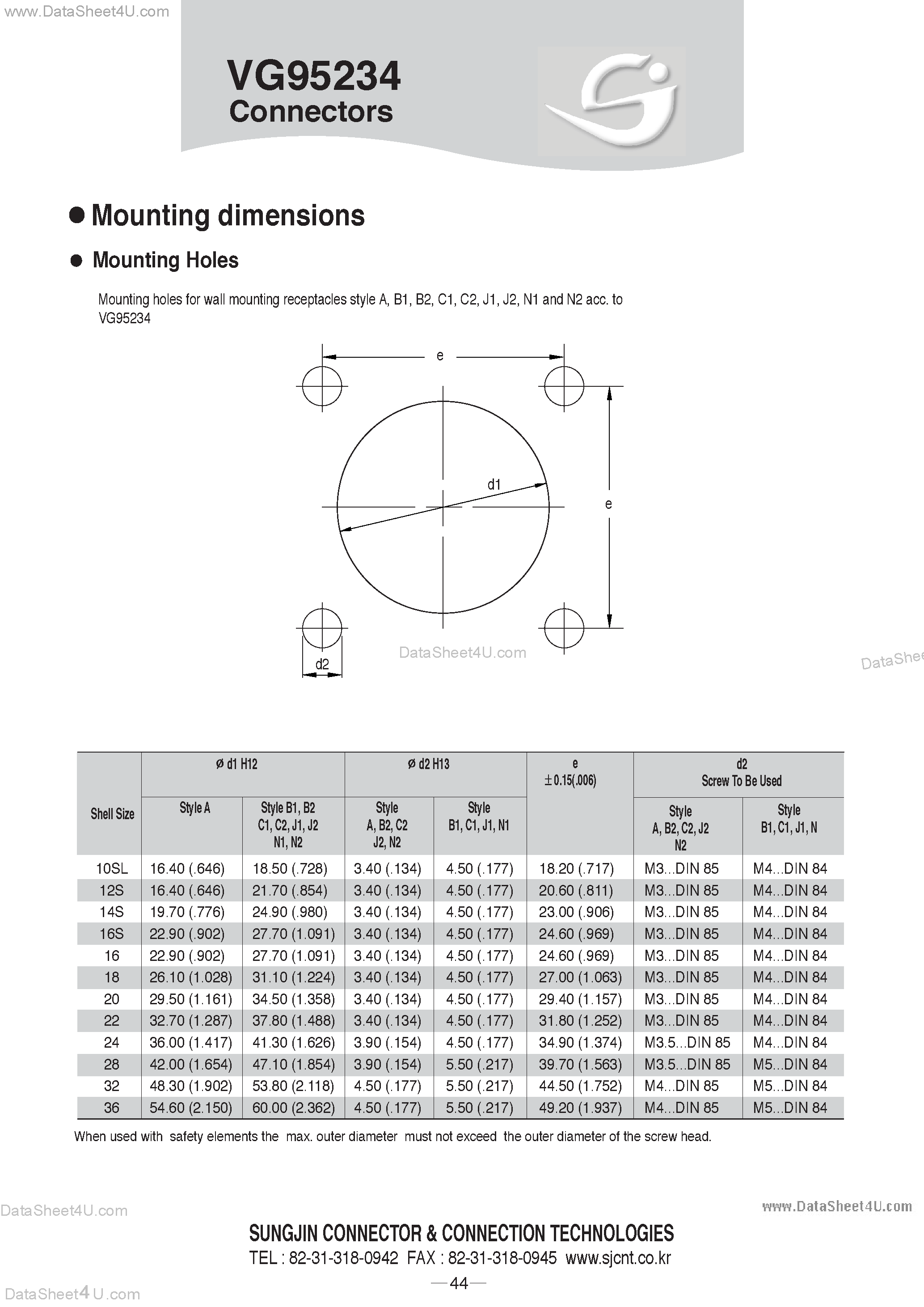 Datasheet VG95234 - Connectors / Mounting Dimensions page 1