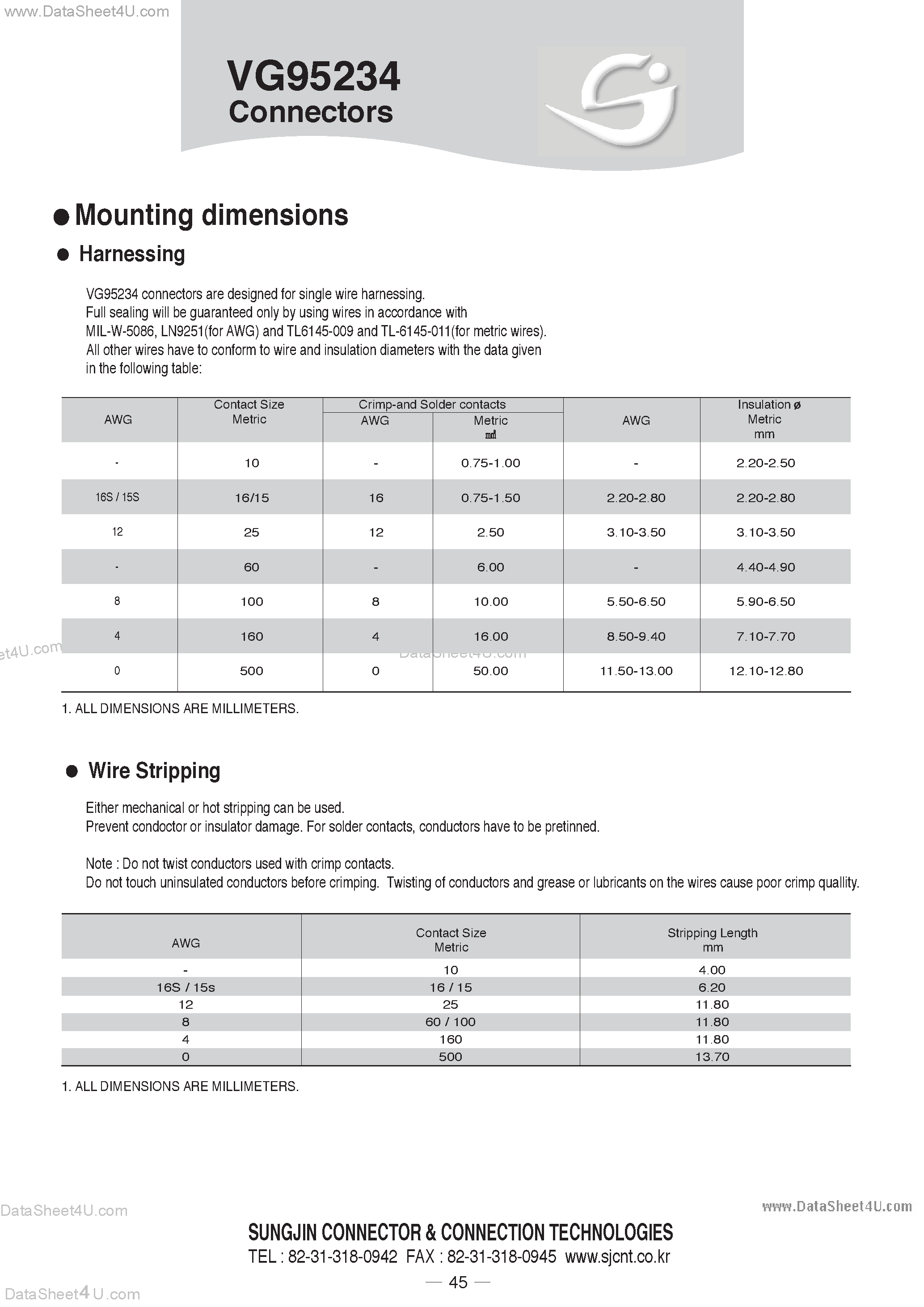 Datasheet VG95234 - Connectors / Mounting Dimensions page 2