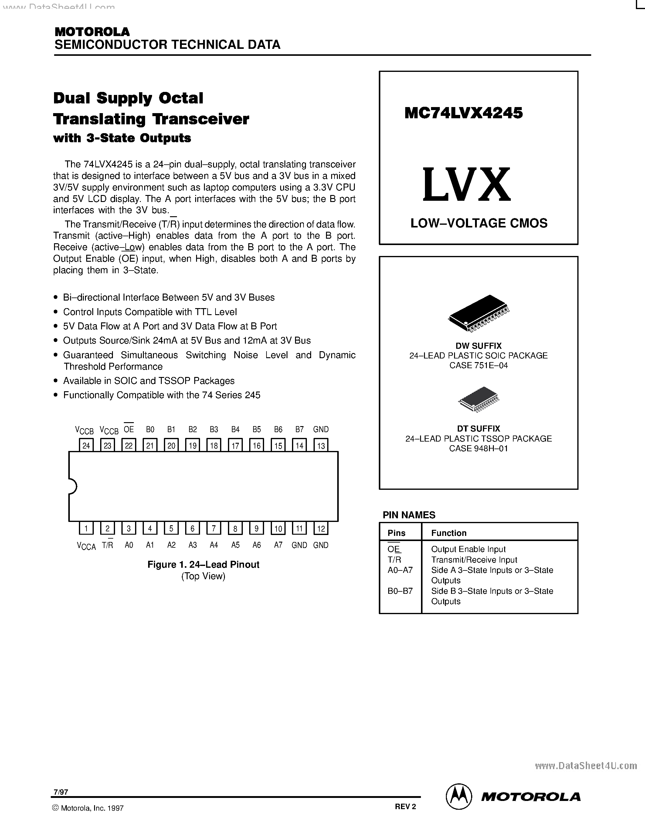 Даташит MC74LVX4245 - LOW-VOLTAGE CMOS страница 1