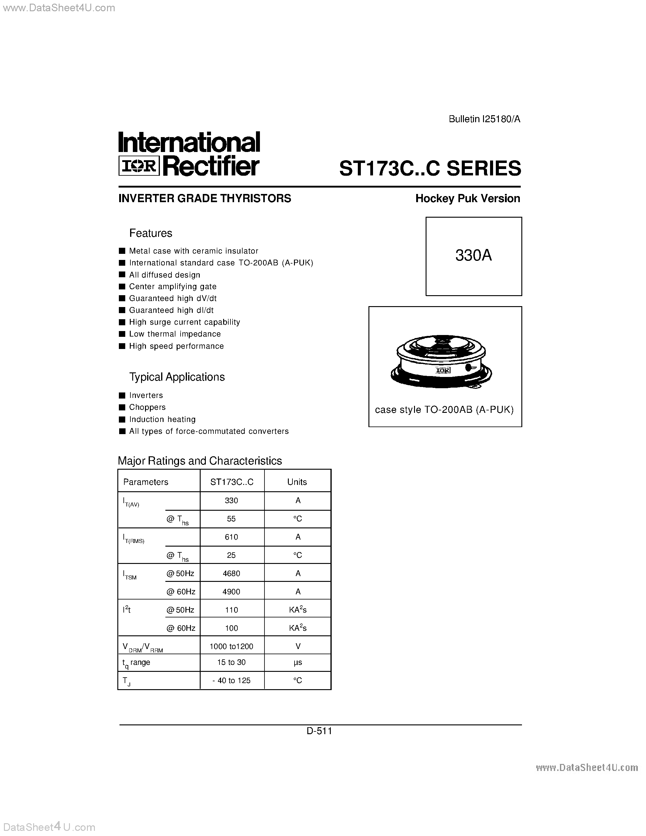 Datasheet ST173C - INVERTER GRADE THYRISTORS Hockey Puk Version page 2