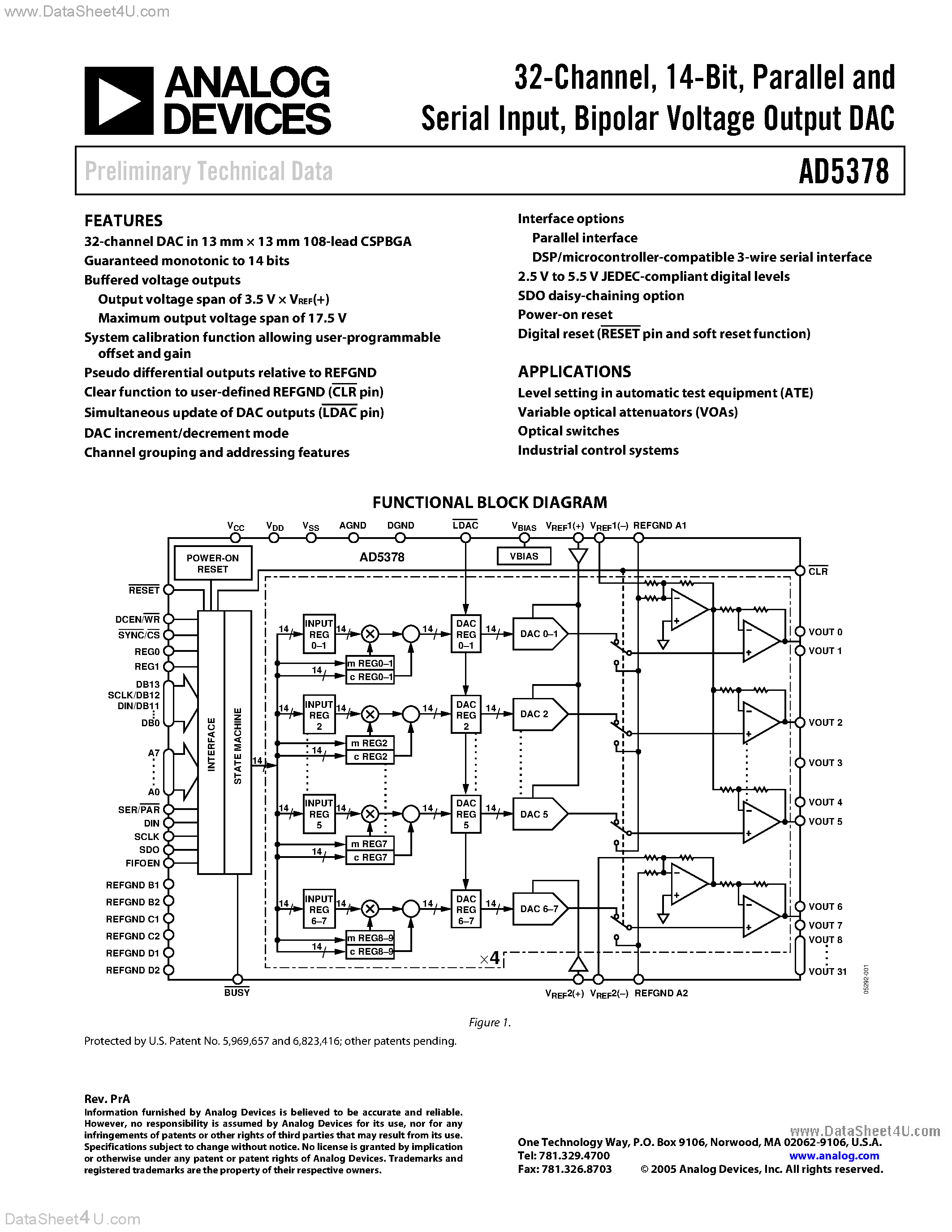 Datasheet AD5378 - Bipolar Voltage Output DAC page 1