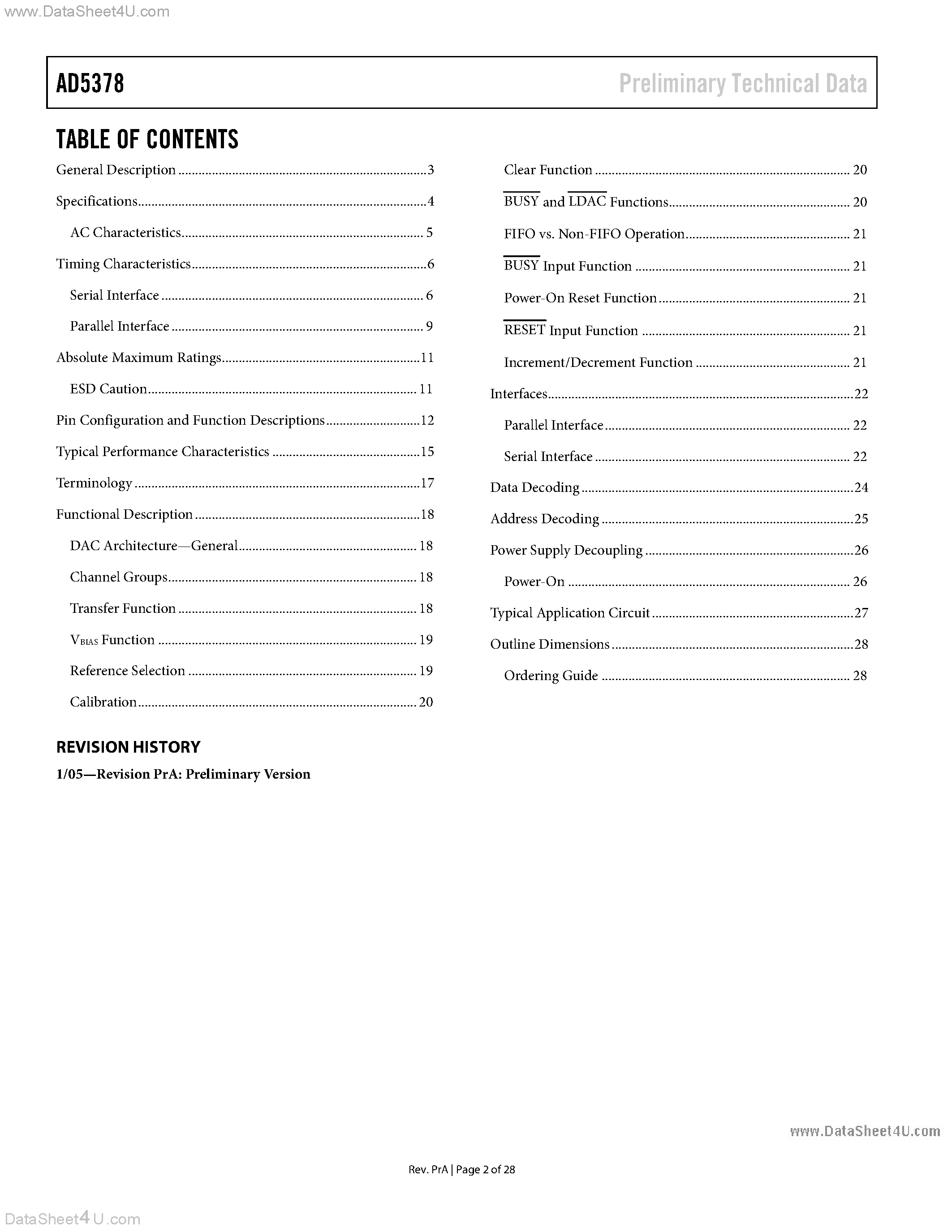 Datasheet AD5378 - Bipolar Voltage Output DAC page 2