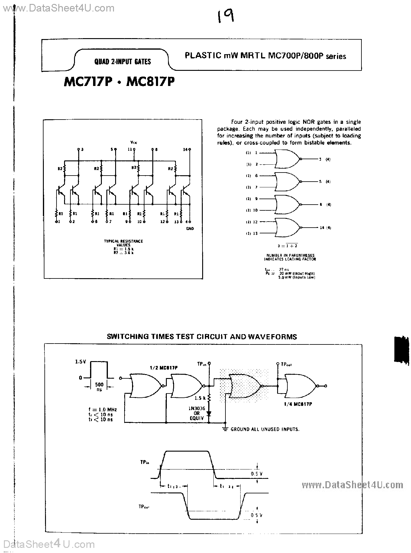 Даташит MC717P - Quad 2-Input Gates страница 1