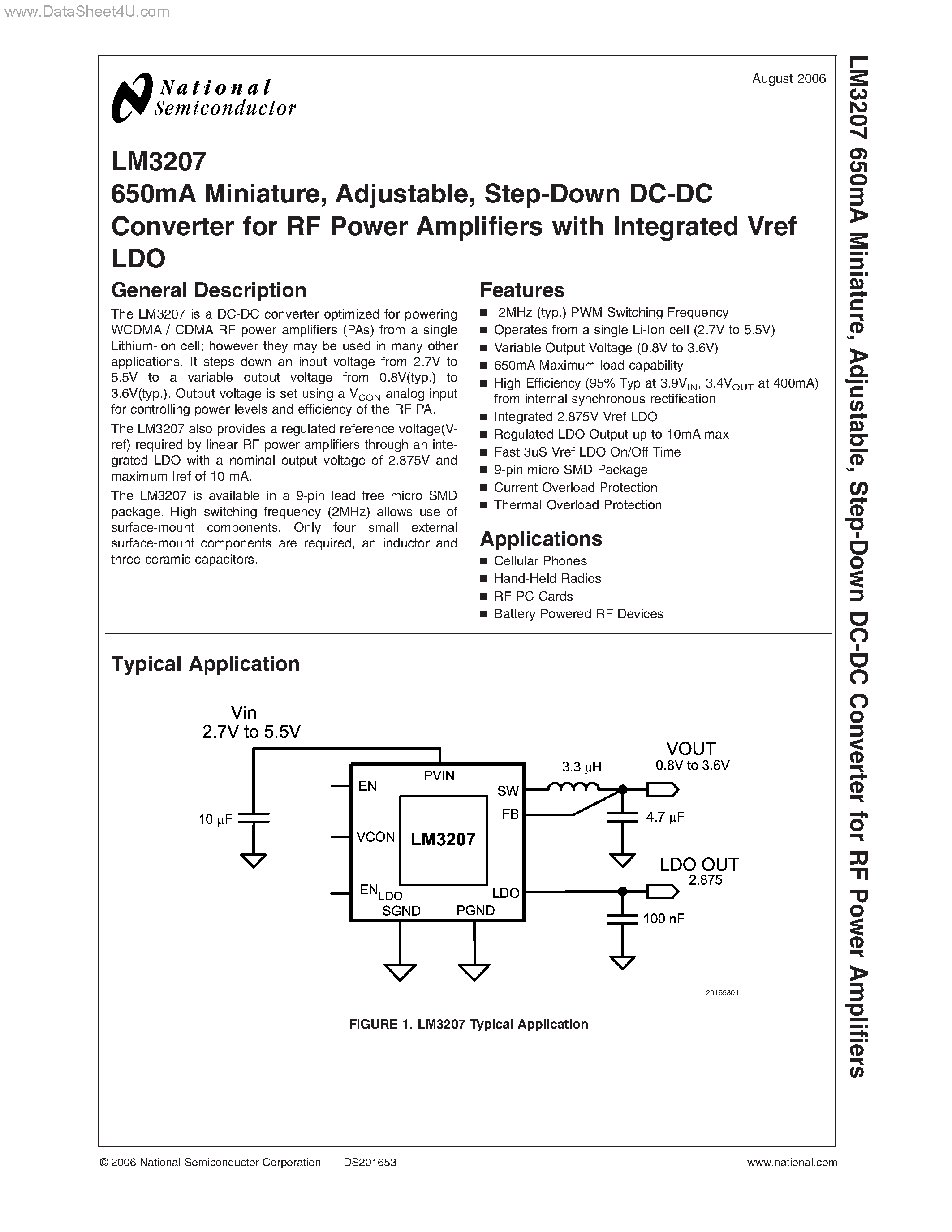 Datasheet LM3207 - Step-Down DC-DC Converter page 1