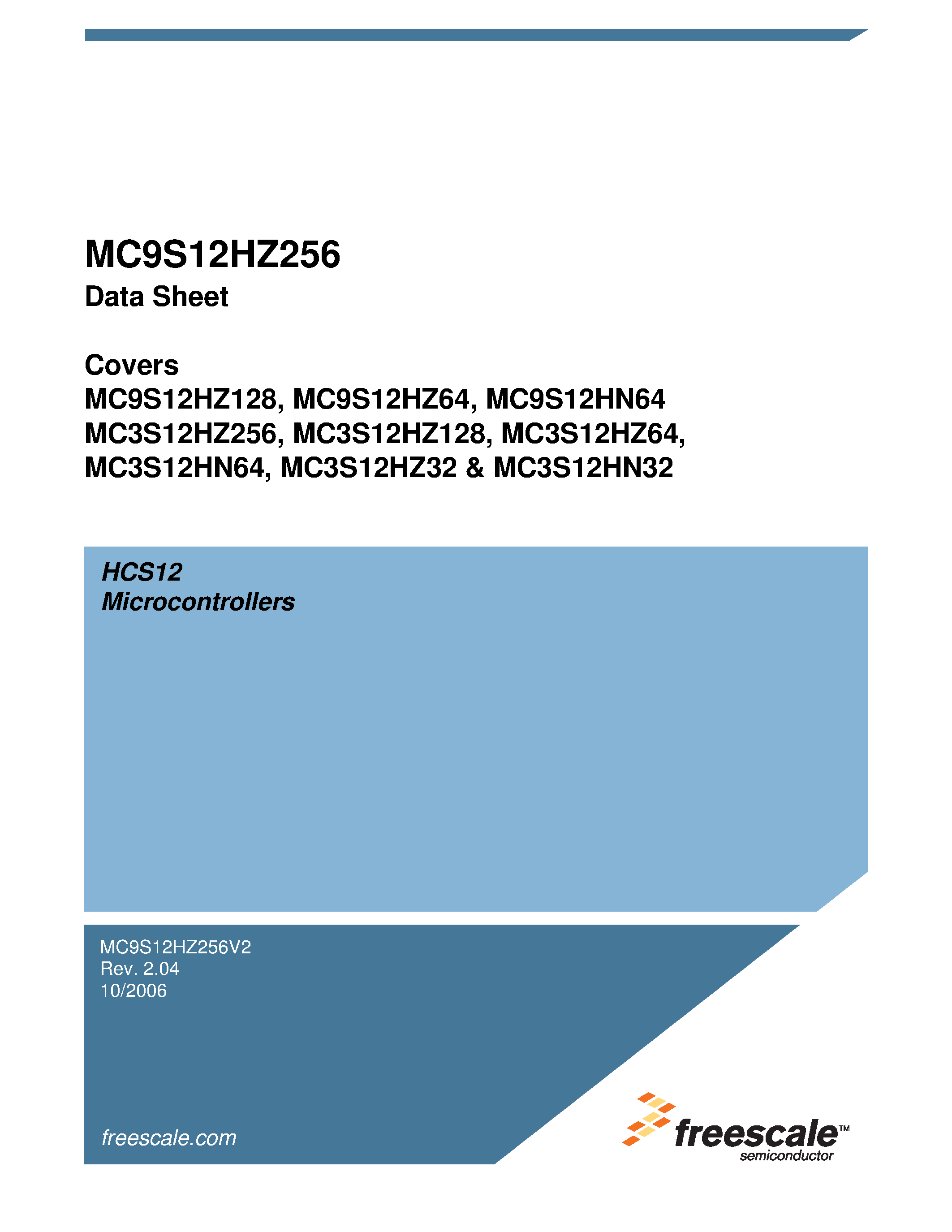 Datasheet MC9S12HZ256 - Microcontrollers page 1