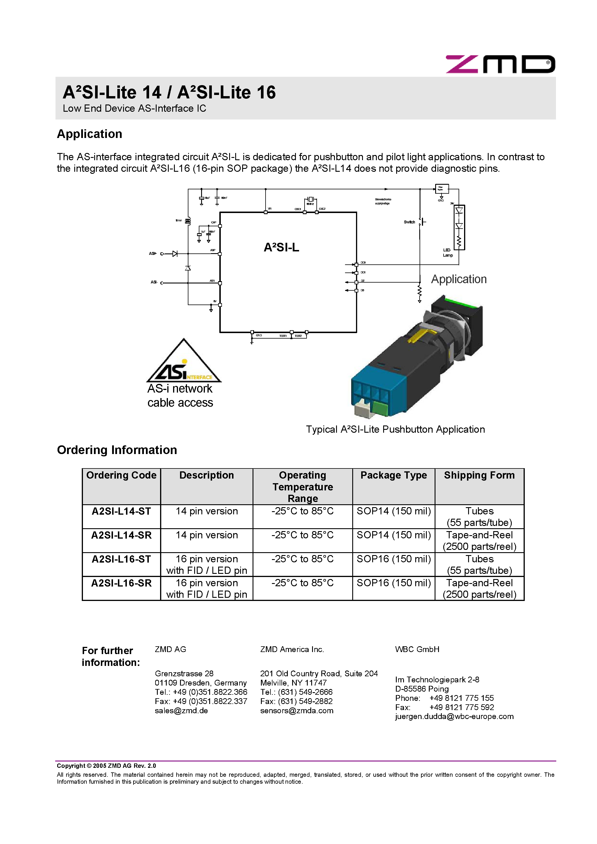 Datasheet A2SI-L - Low End Device AS-Interface IC page 2