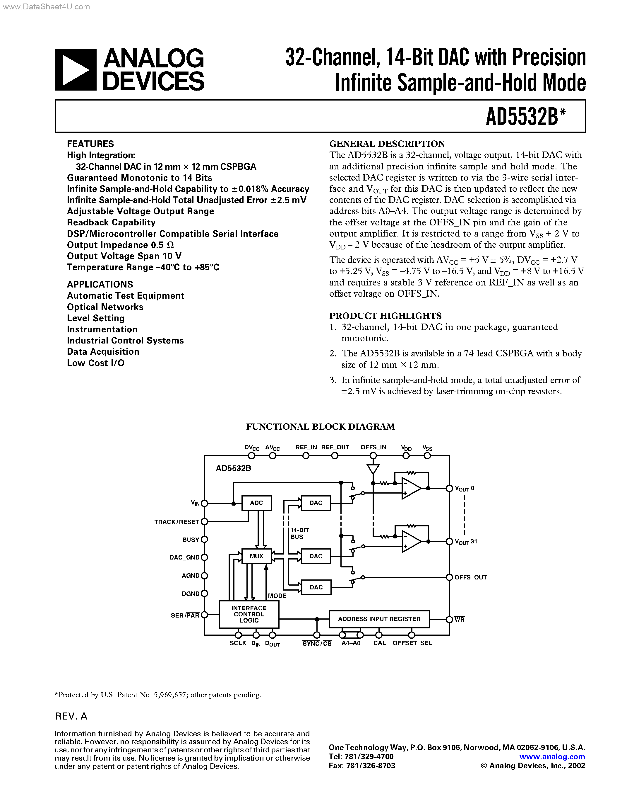 Datasheet AD5532B - 14-Bit DAC page 1