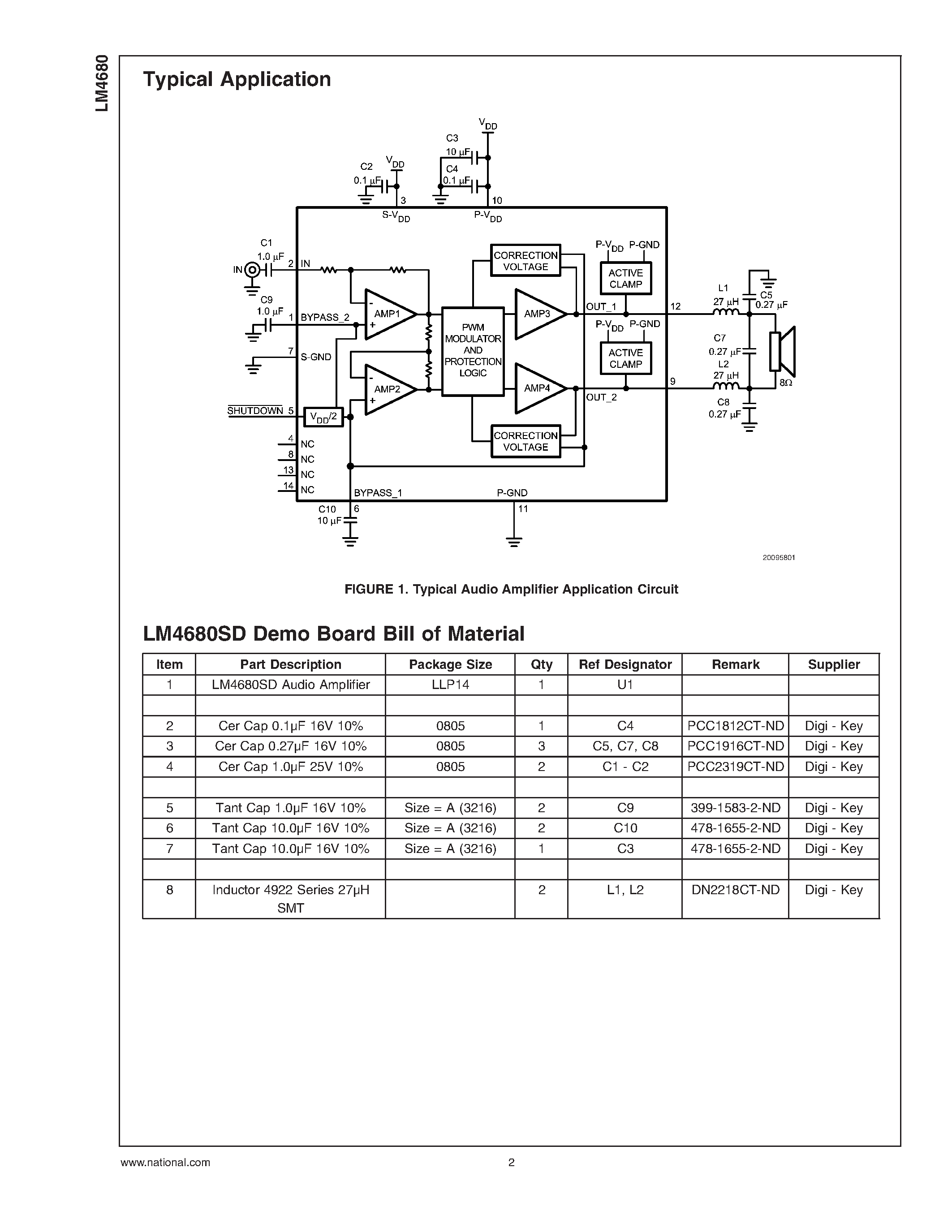 Даташит LM4680 - High-Efficiency Mono BTL Audio Power Amplifier страница 2