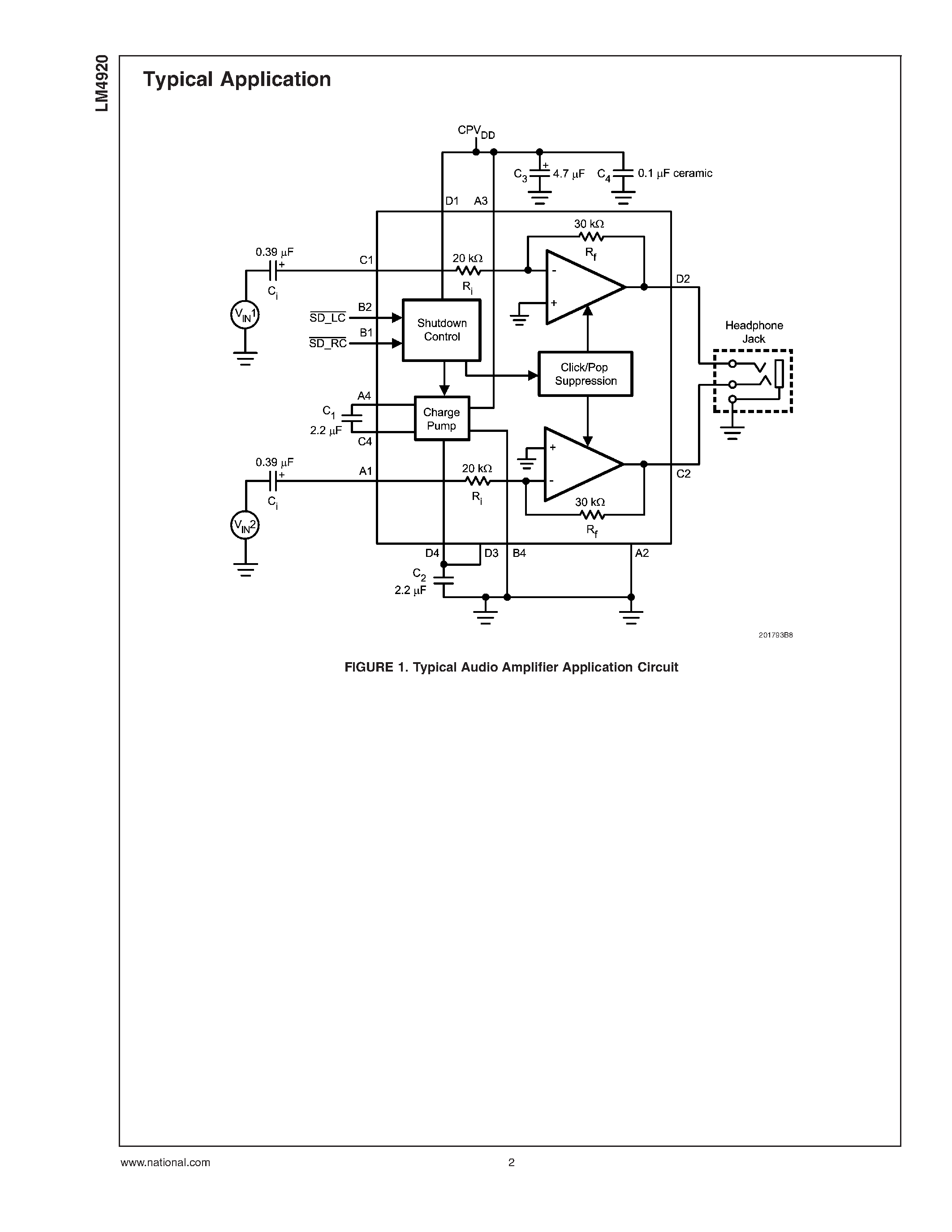 Даташит LM4920 - Stereo Headphone Amplifier страница 2