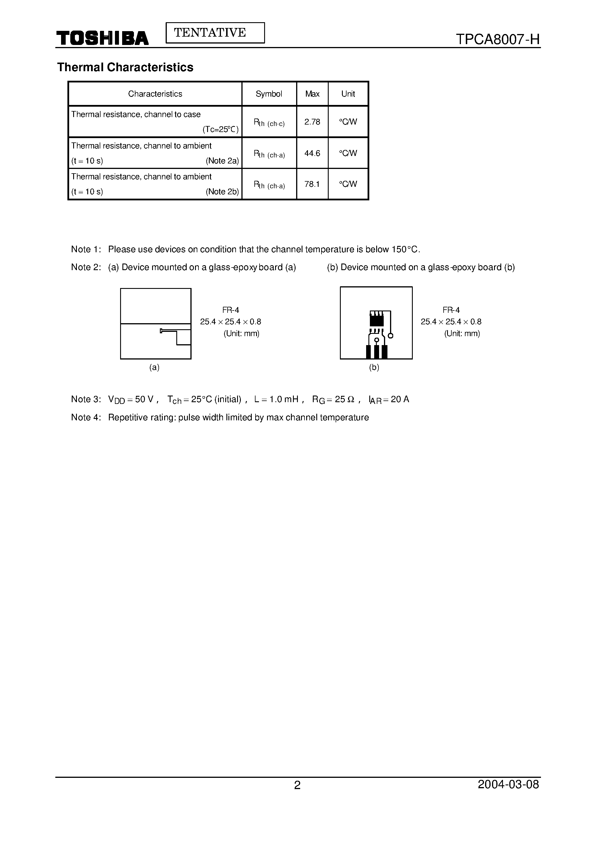 Даташит TPCA8007-H - Switching Regulator Applications страница 2