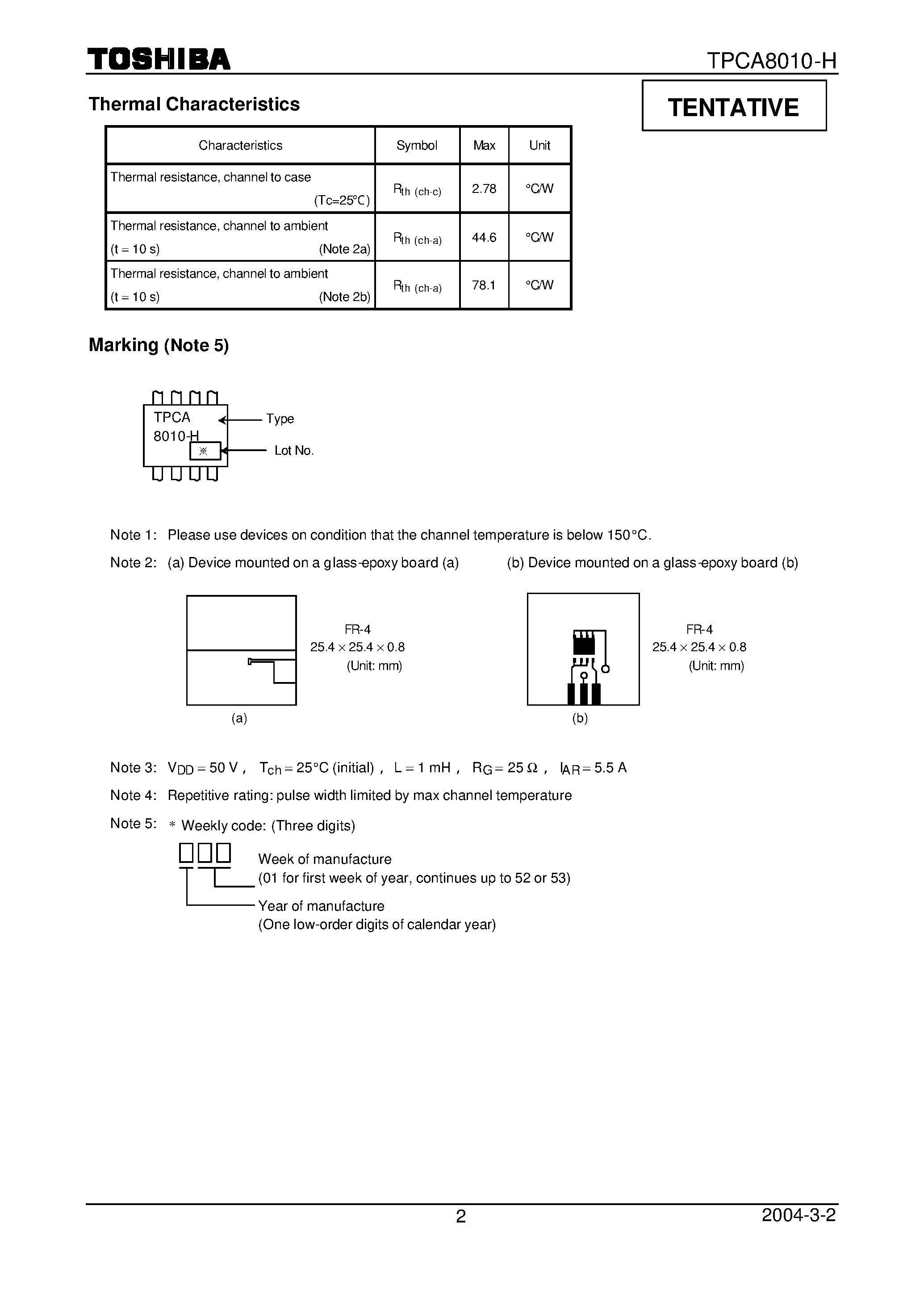 Даташит TPCA8010-H - High Speed and High Efficiency DC-DC Converters страница 2