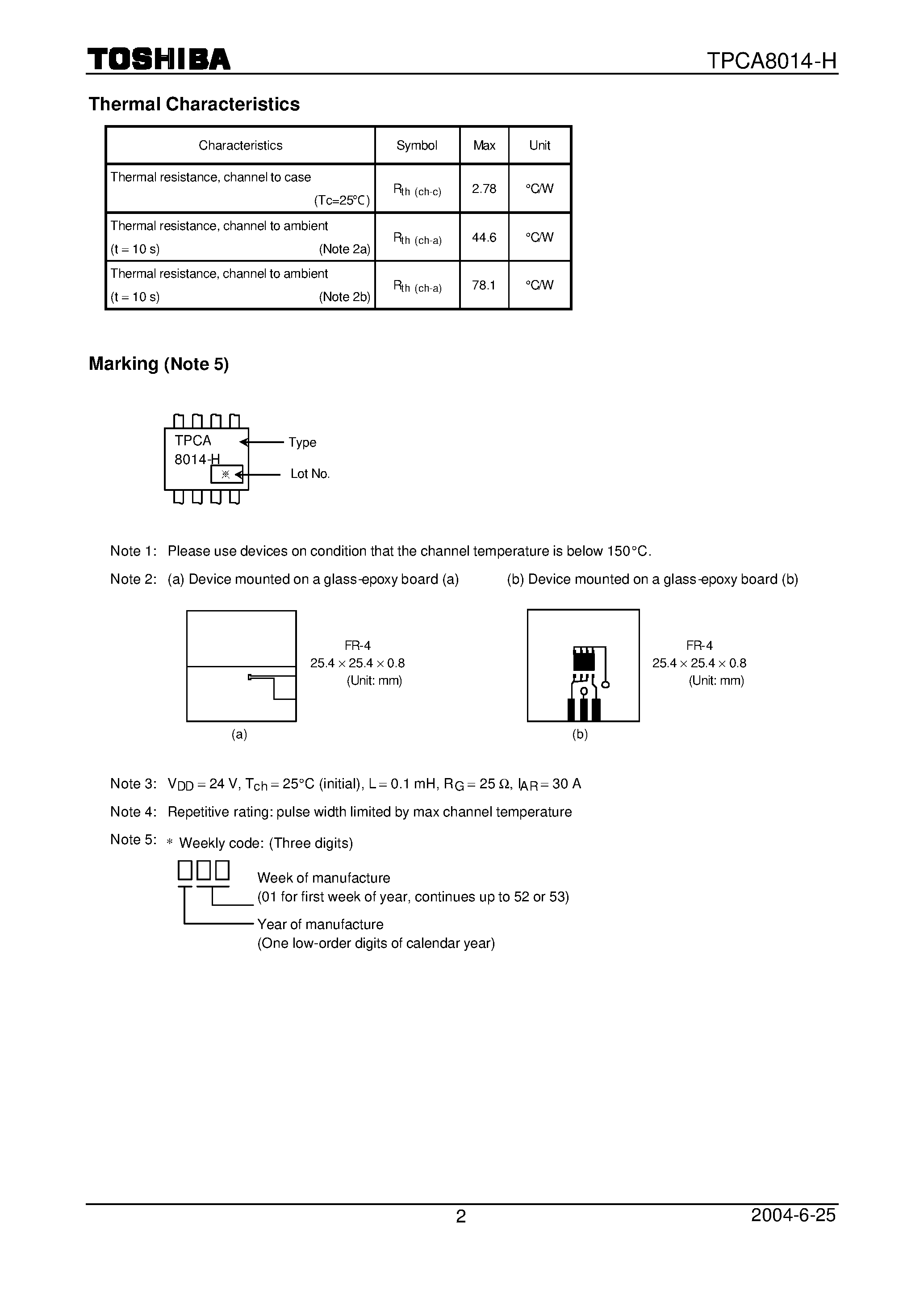 Даташит TPCA8014-H - TOSHIBA Field Effect Transistor Silicon N Channel MOS Type страница 2