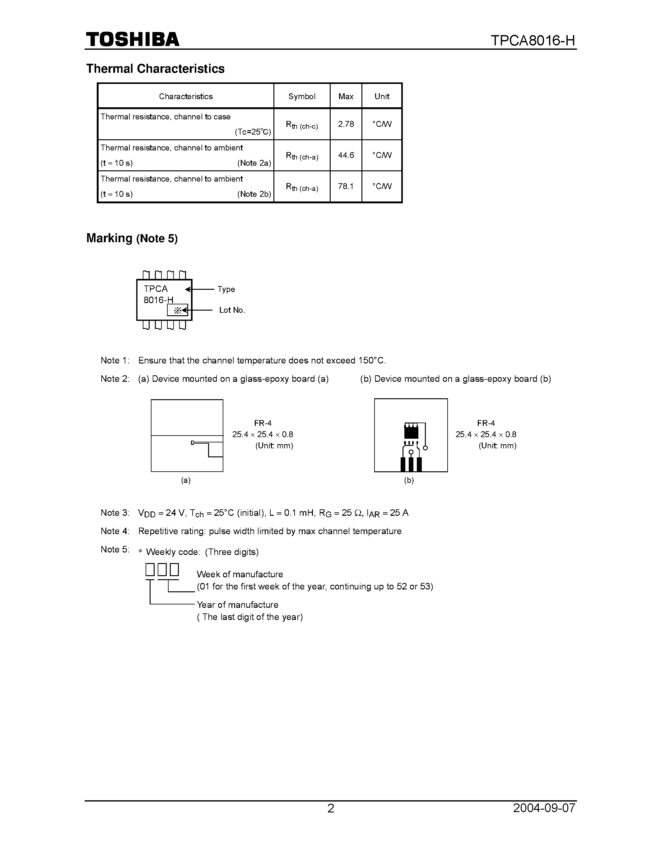 Даташит TPCA8016-H - High-Speed and High-Efficiency DC-DC Converters страница 2