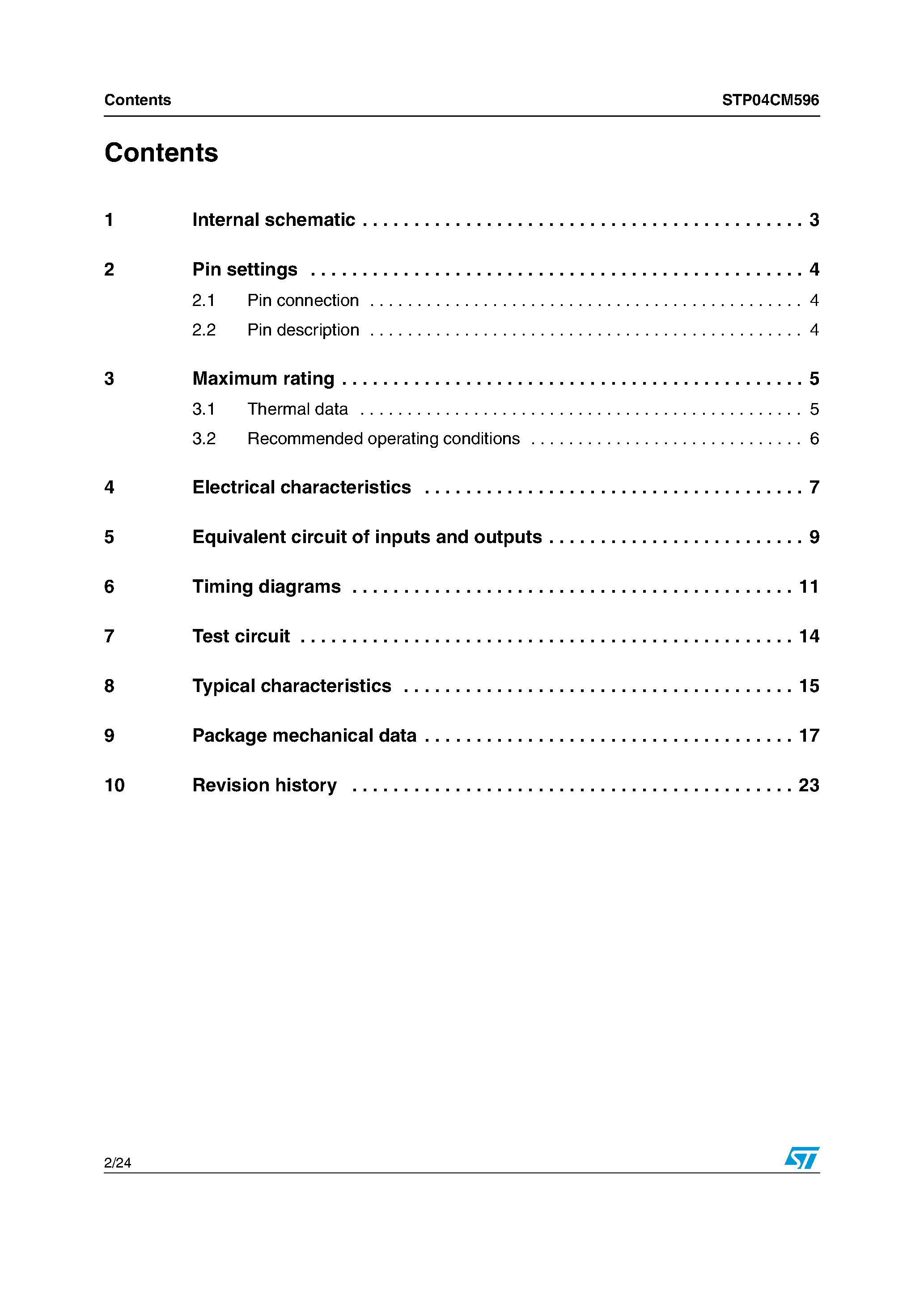 Datasheet STP04CM596 - 4-Bit constant current page 2