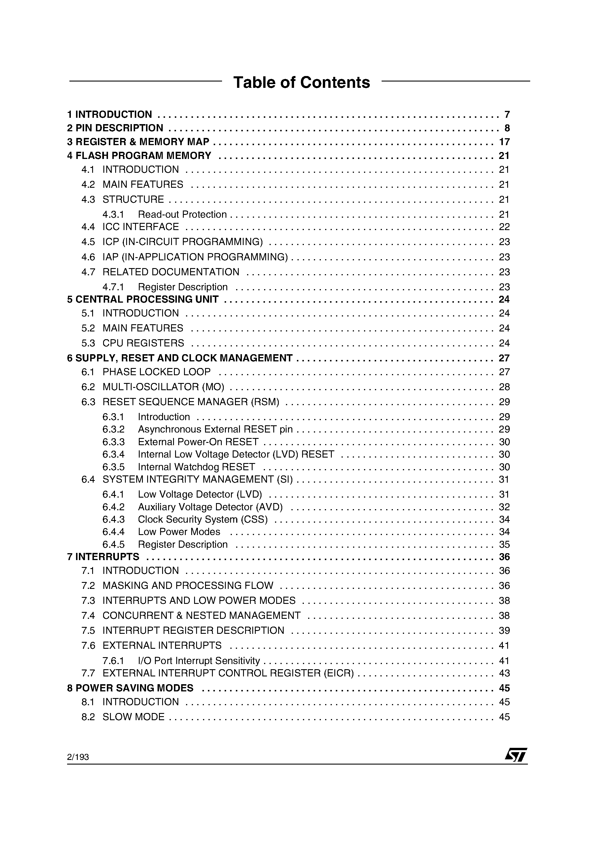 Даташит ST72325 - 8-BIT MCU страница 2