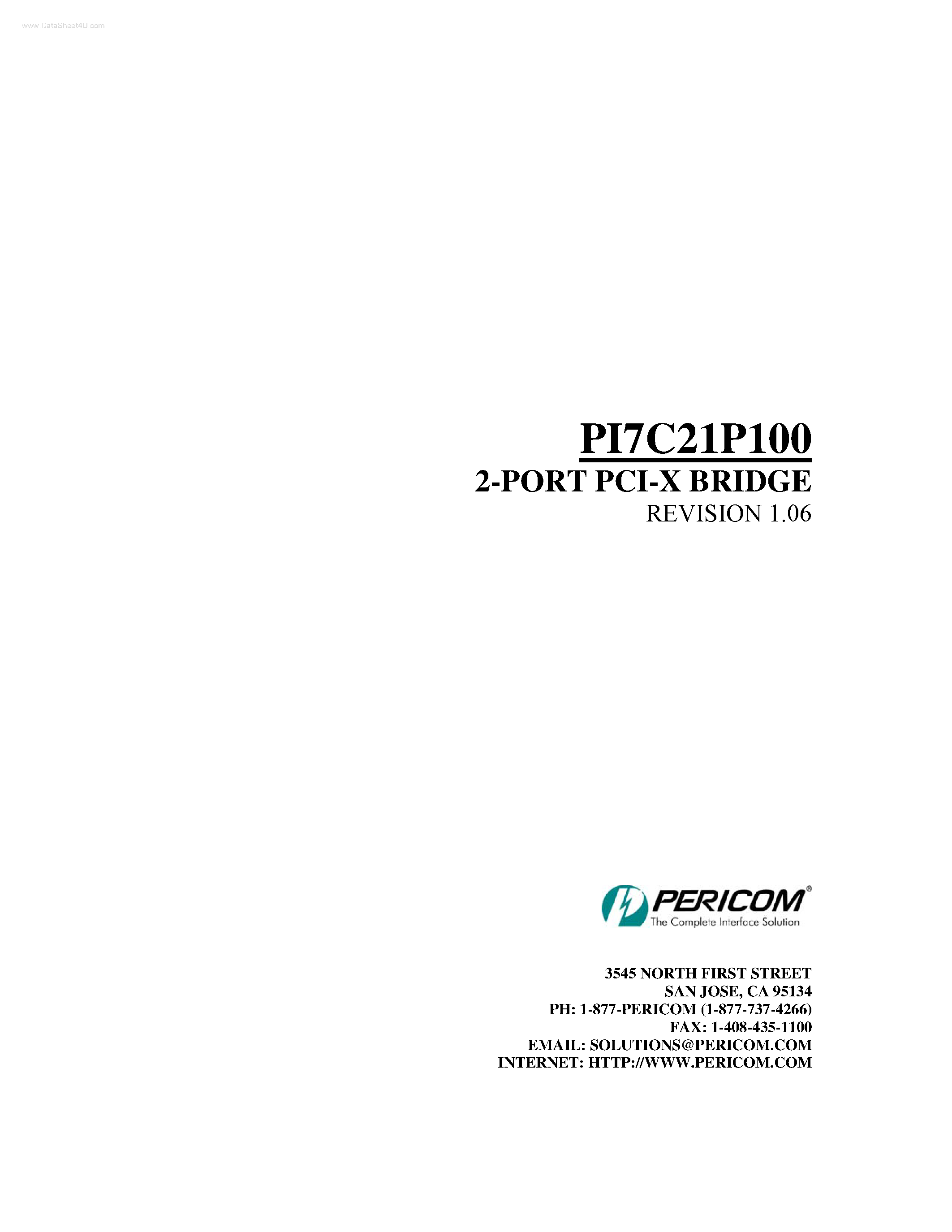 Даташит PI7C21P100 - 2-PORT PCI-X BRIDGE страница 1