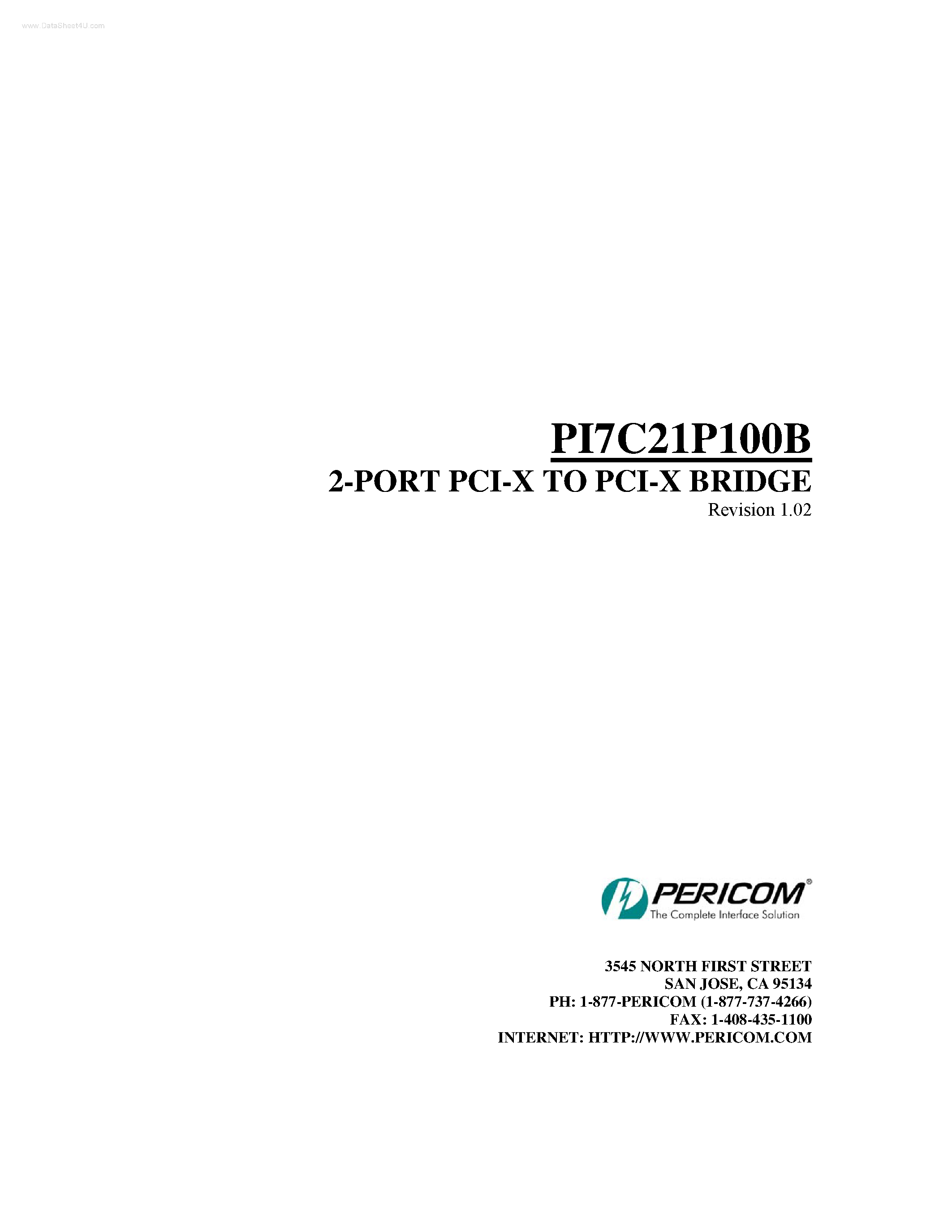 Даташит PI7C21P100B - 2-PORT PCI-X TO PCI-X BRIDGE страница 1