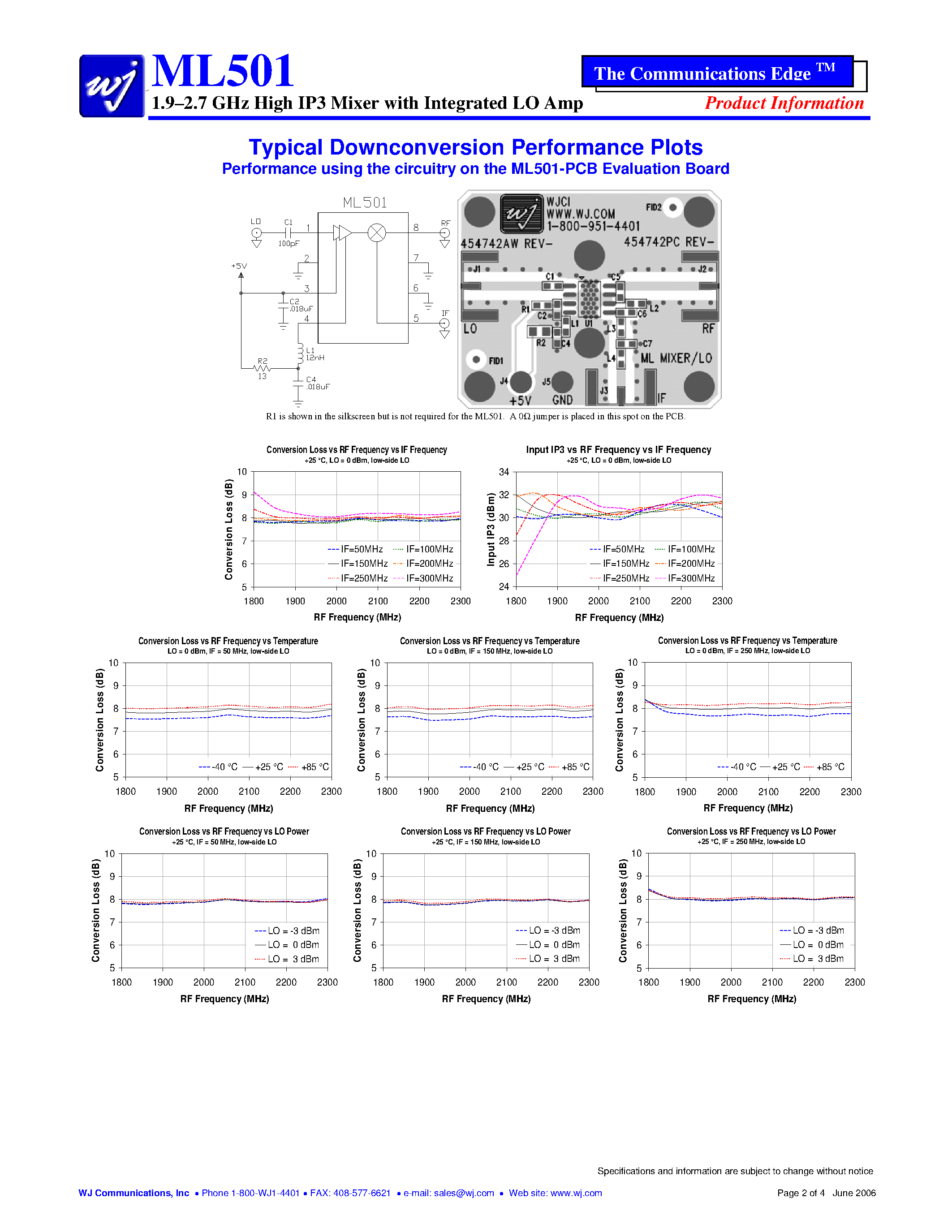 Даташит ML501 - 1.9-2.7 GHz High IP3 Mixer страница 2