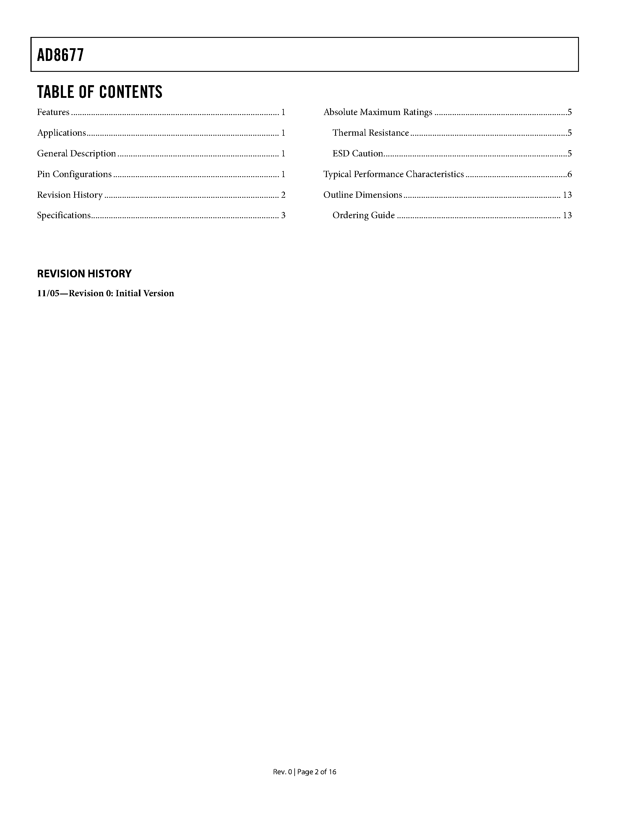 Datasheet AD8677 - Maximum Offset Voltage Op Amp page 2