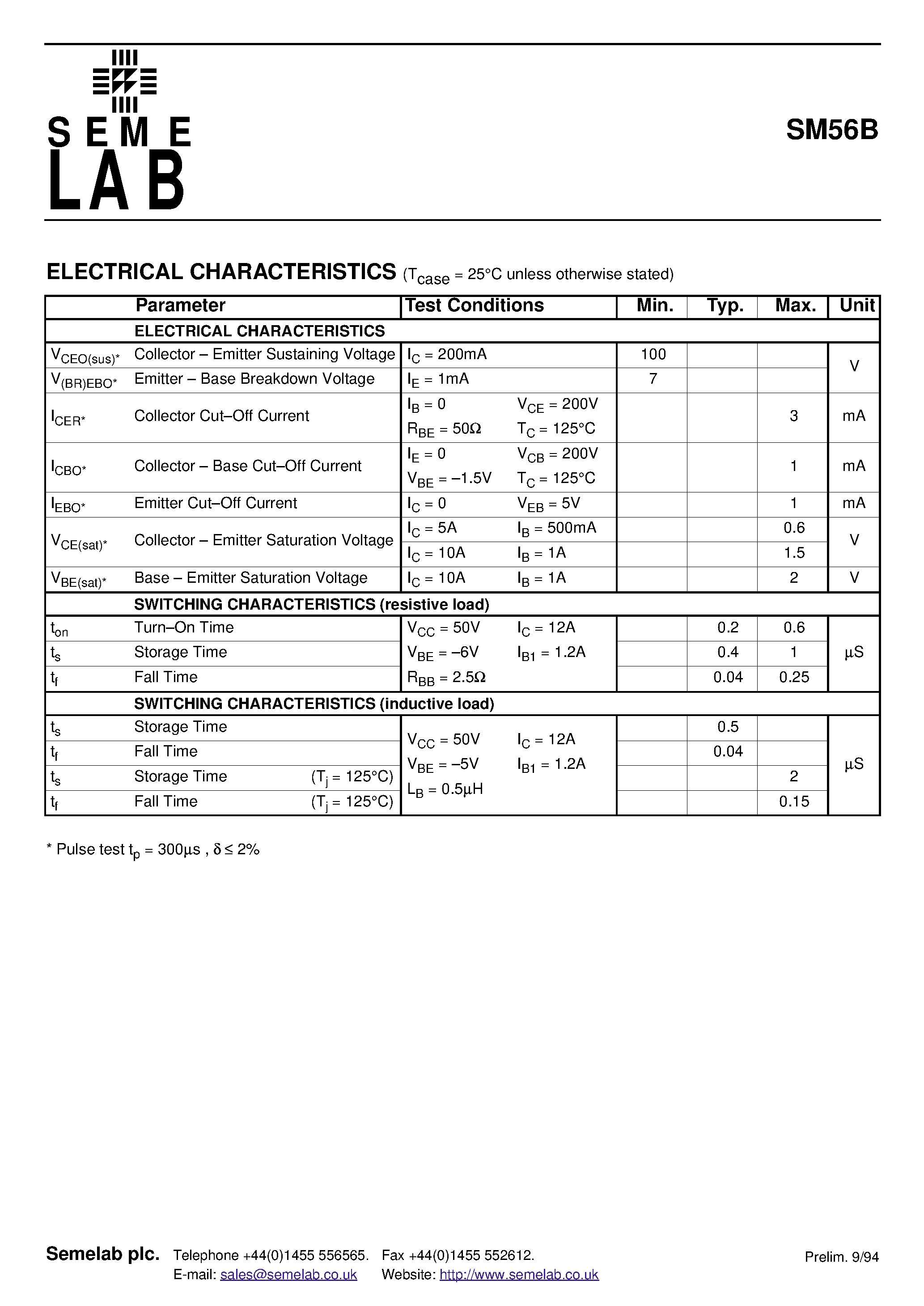 Datasheet SM56B - NPN FAST SWITCHING TRANSISTOR page 2