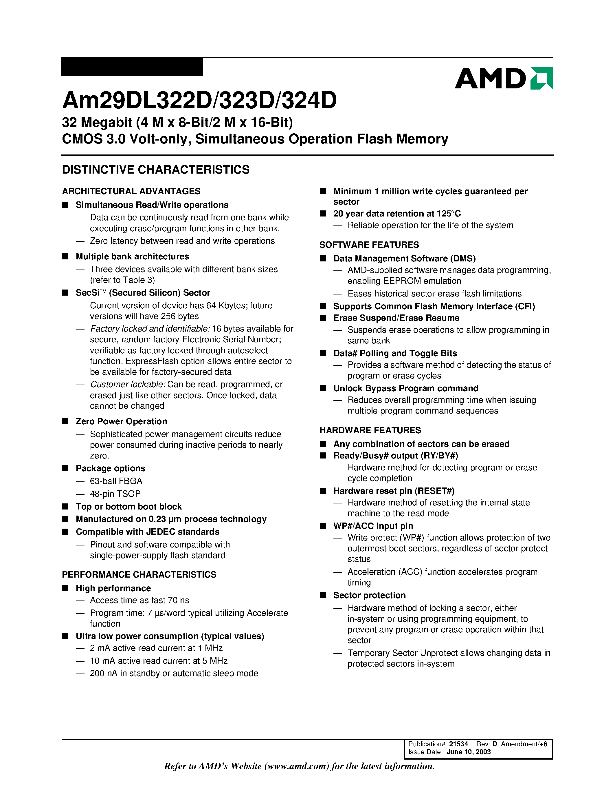 Datasheet AM29DL322D - (AM29DL322D - AM29DL324D) Simultaneous Operation Flash Memory page 2