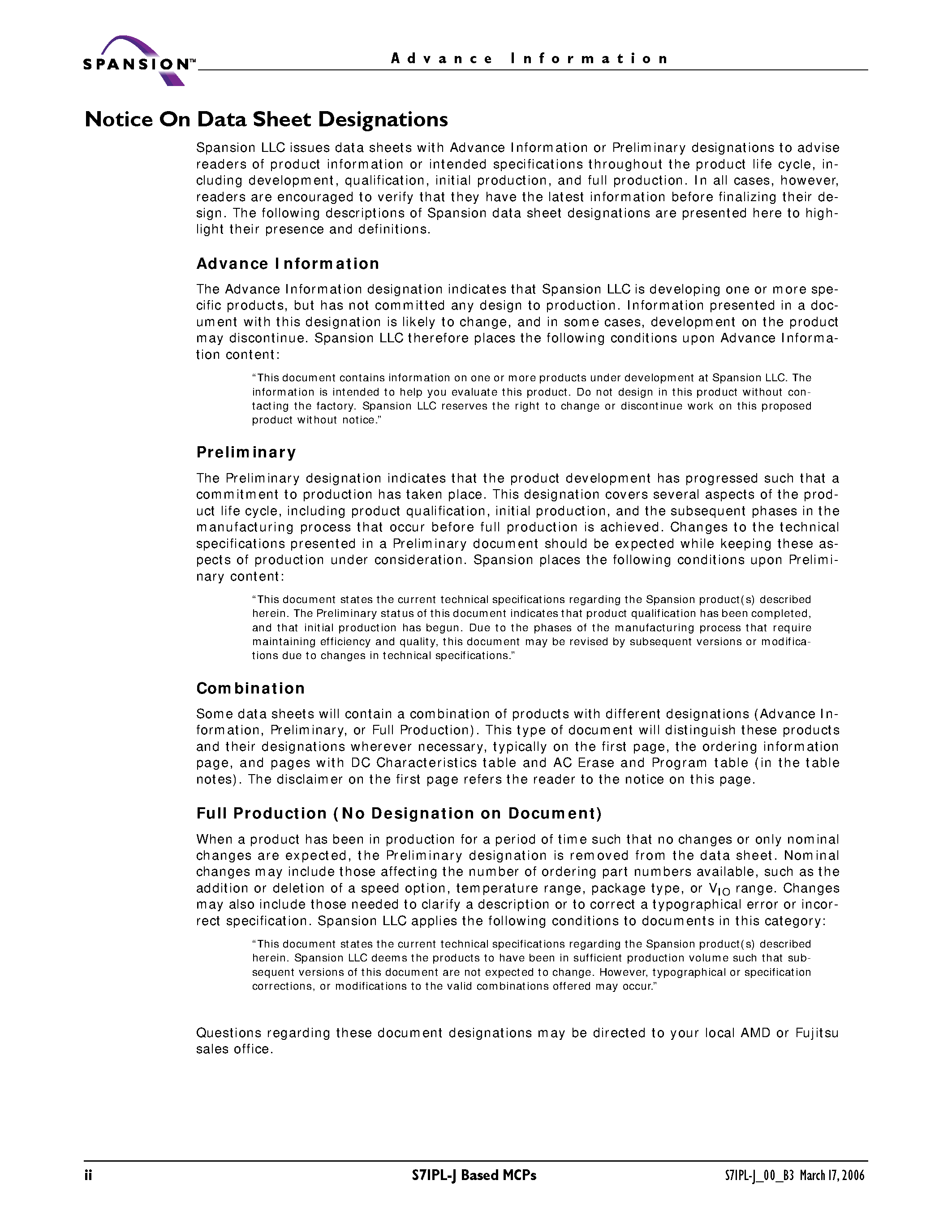 Datasheet S71PL-J page 2 Datasheet S71PL-J - Based MCPs page 2