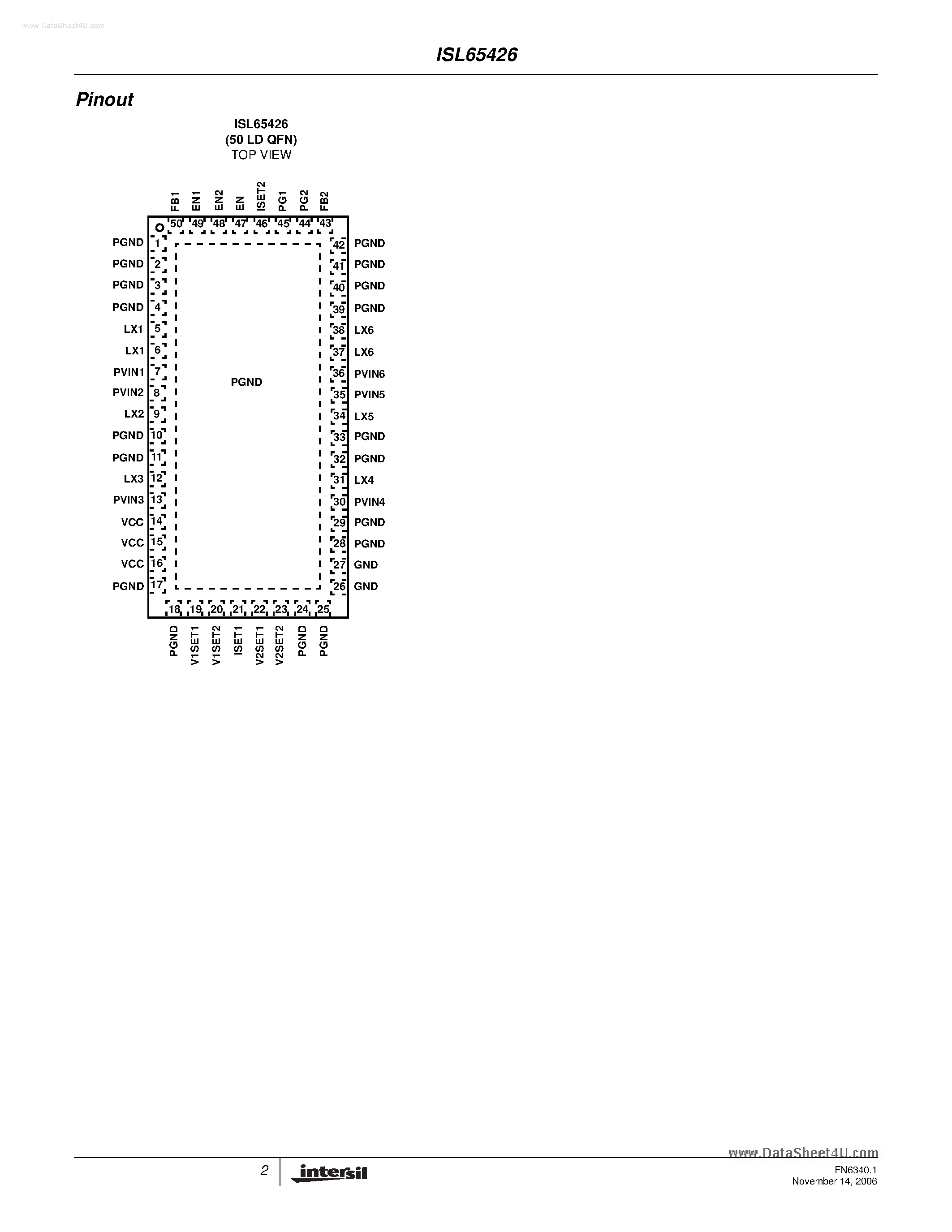 Datasheet ISL65426 - 6A Dual Synchronous Buck Regulator page 2