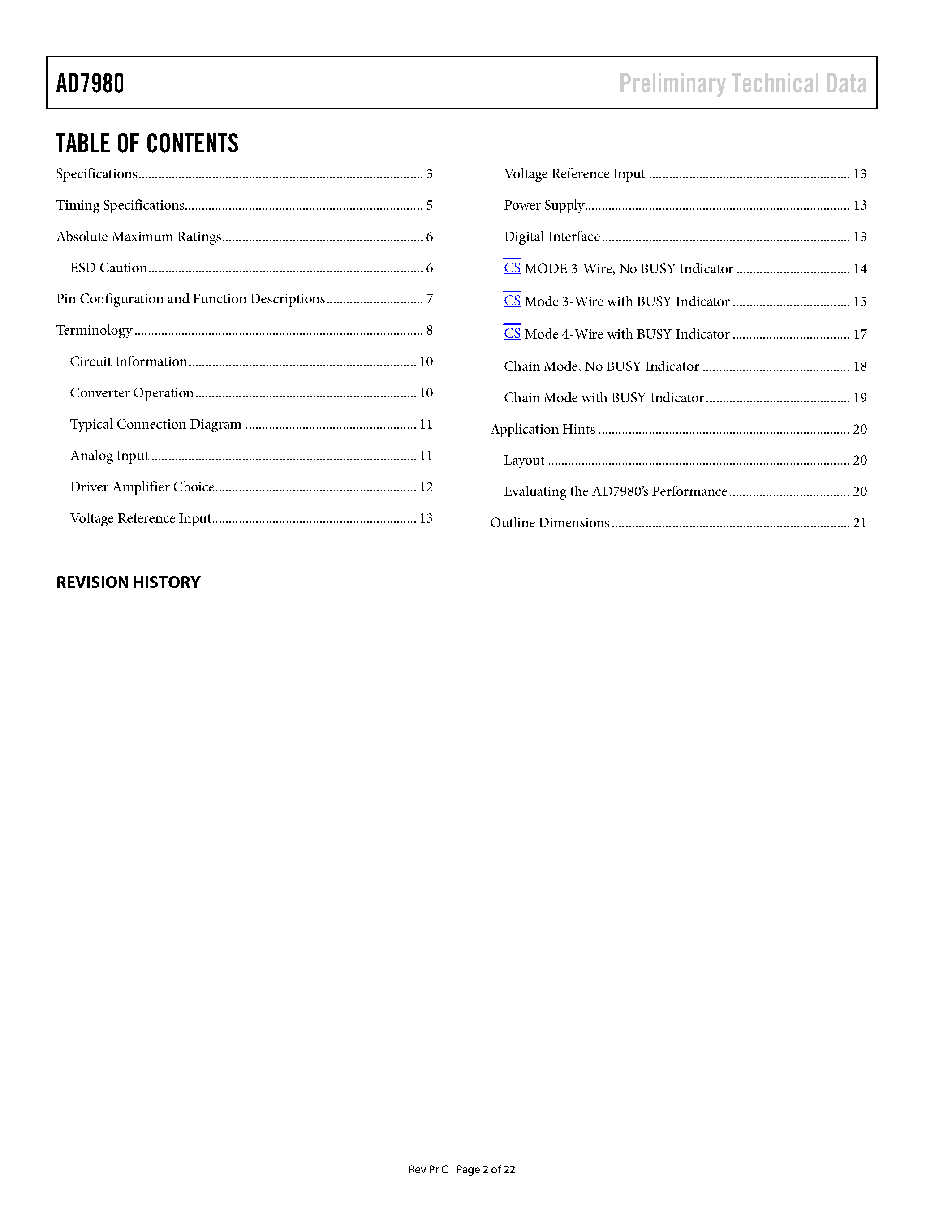 Datasheet AD7980 - 1 MSPS PulSAR ADC page 2