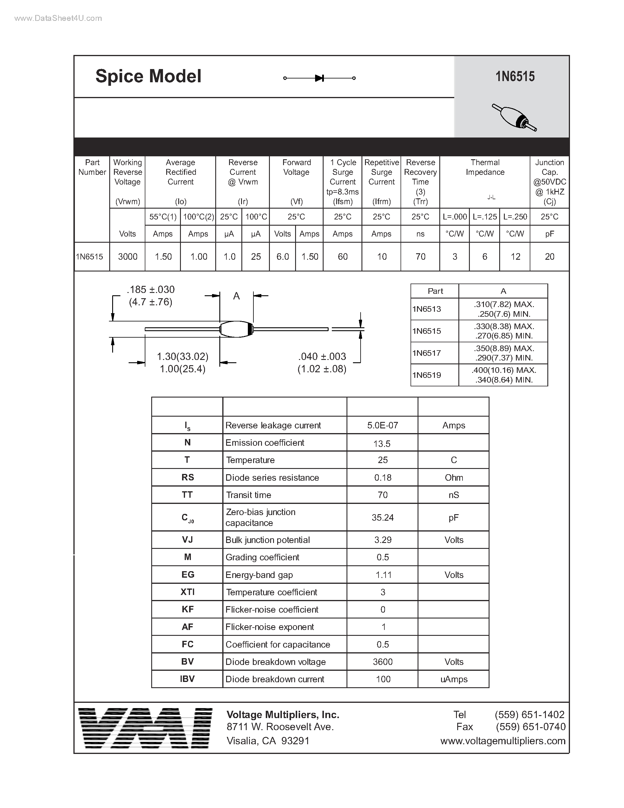 Даташит 1N6515 - Spice Model страница 1