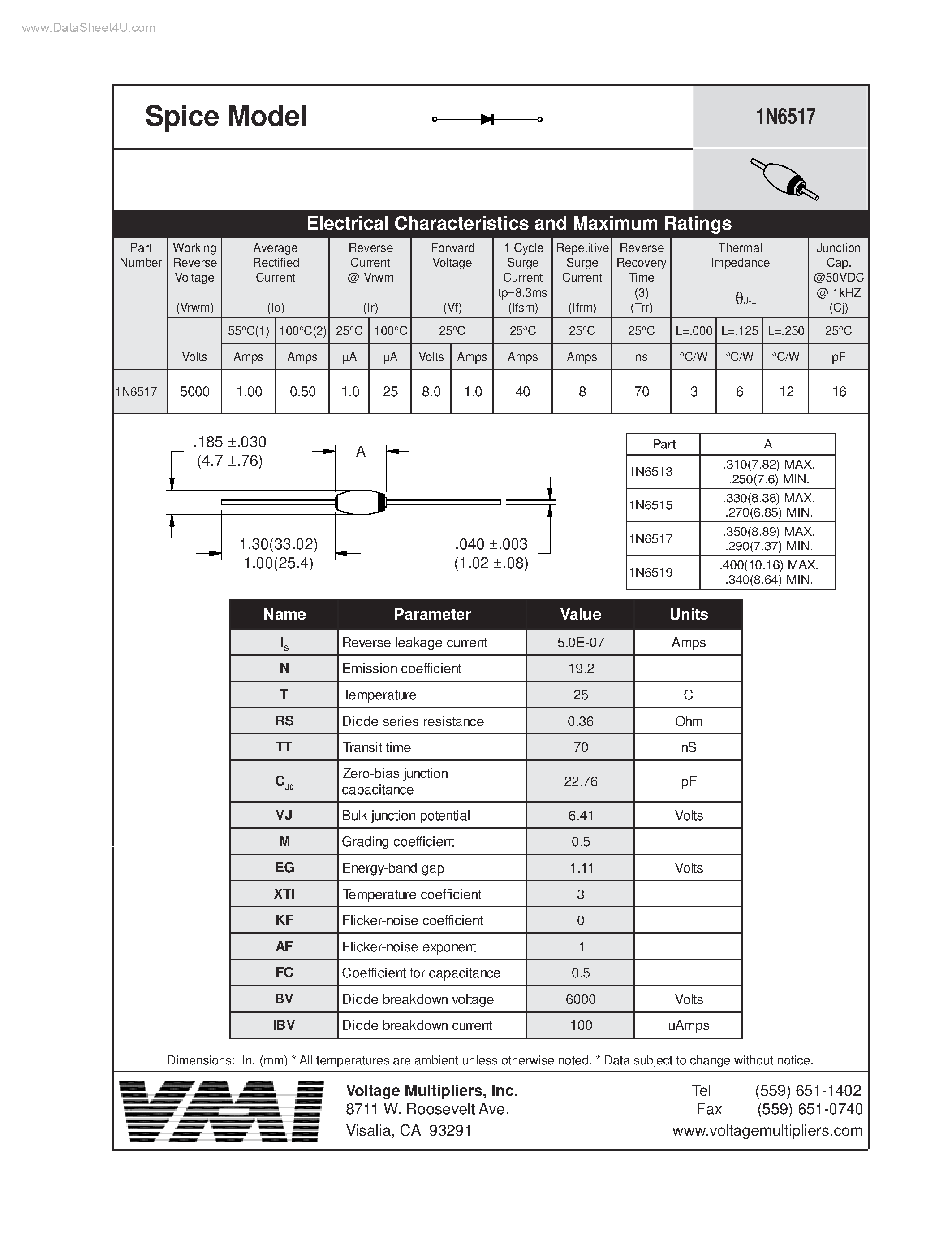 Даташит 1N6517 - Spice Model страница 1