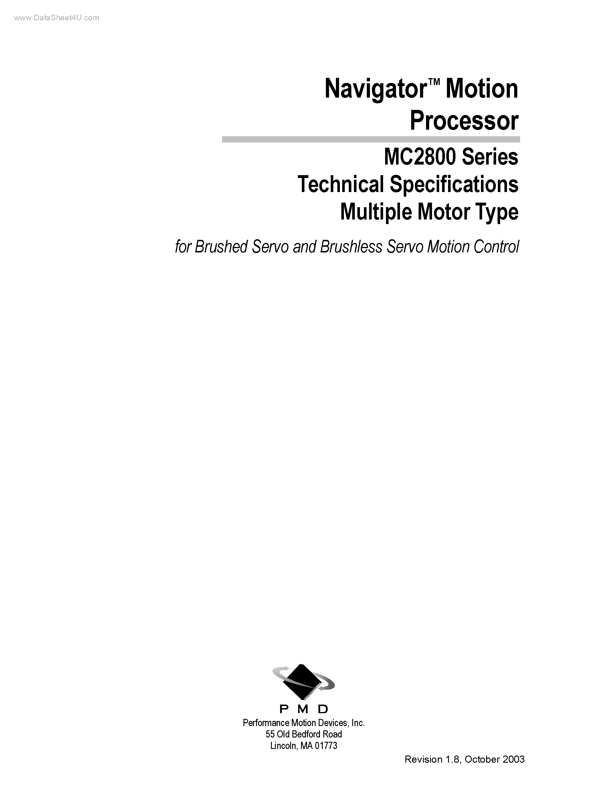 Даташит MC2800 - Navigator Motion Processor страница 1