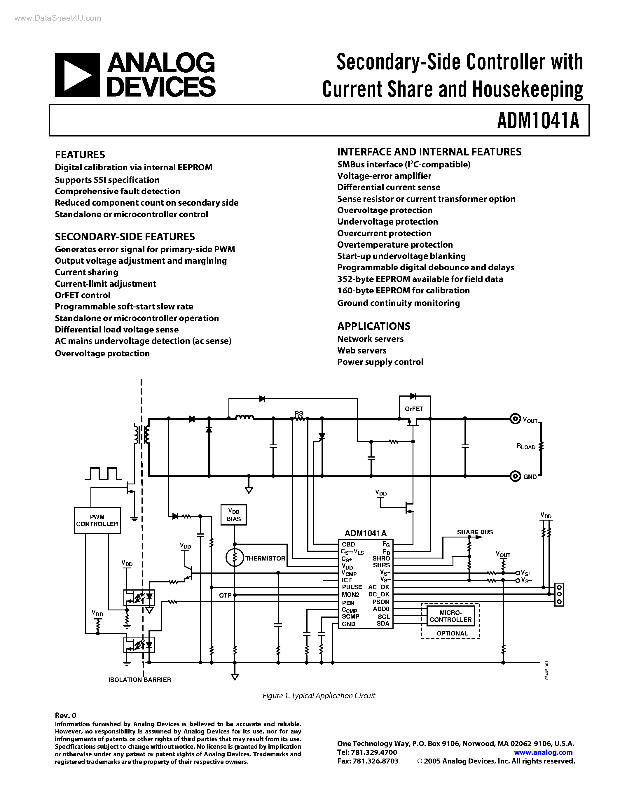 Даташит ADM1041A - Secondary-Side Controller страница 1