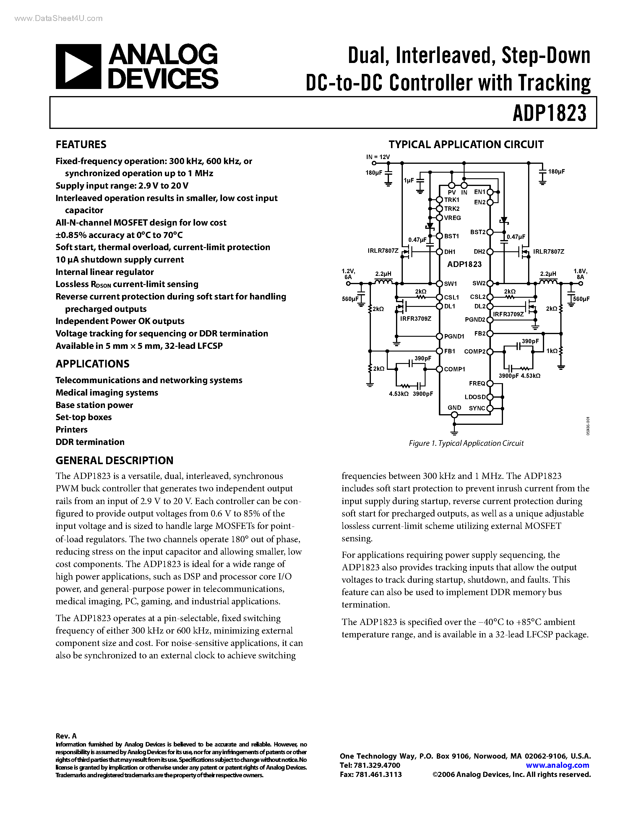 Даташит ADP1823 - Step-Down DC-to-DC Controller страница 1